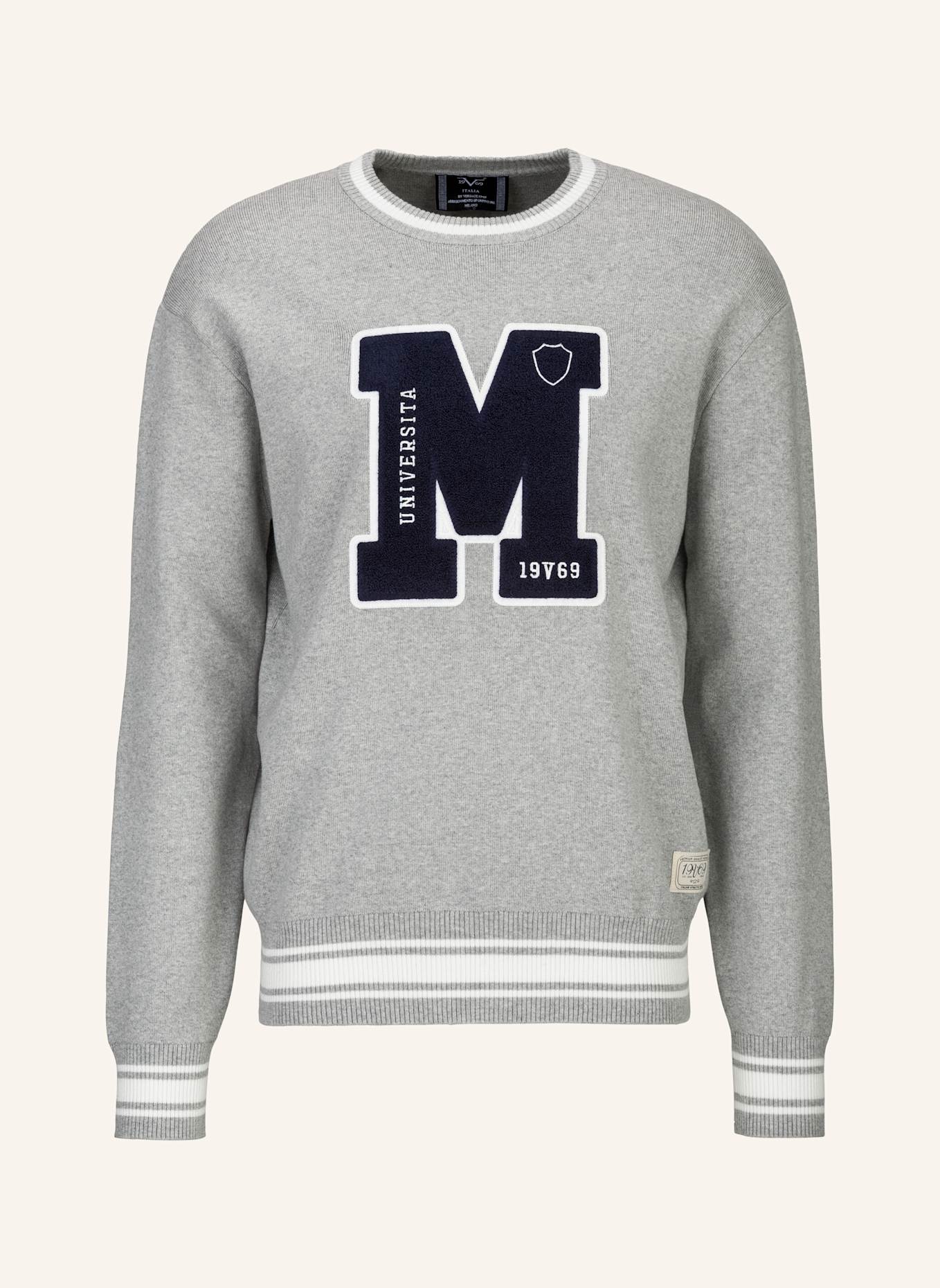 19V69 ITALIA Pullover ANTEO COLLEGE: GRAU