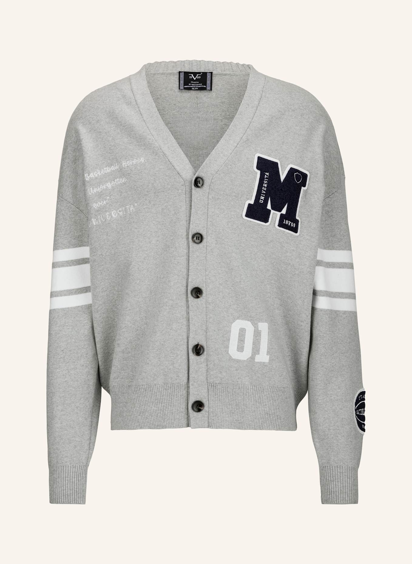 19V69 ITALIA Strickjacke ALDO COLLEGE: GRAU