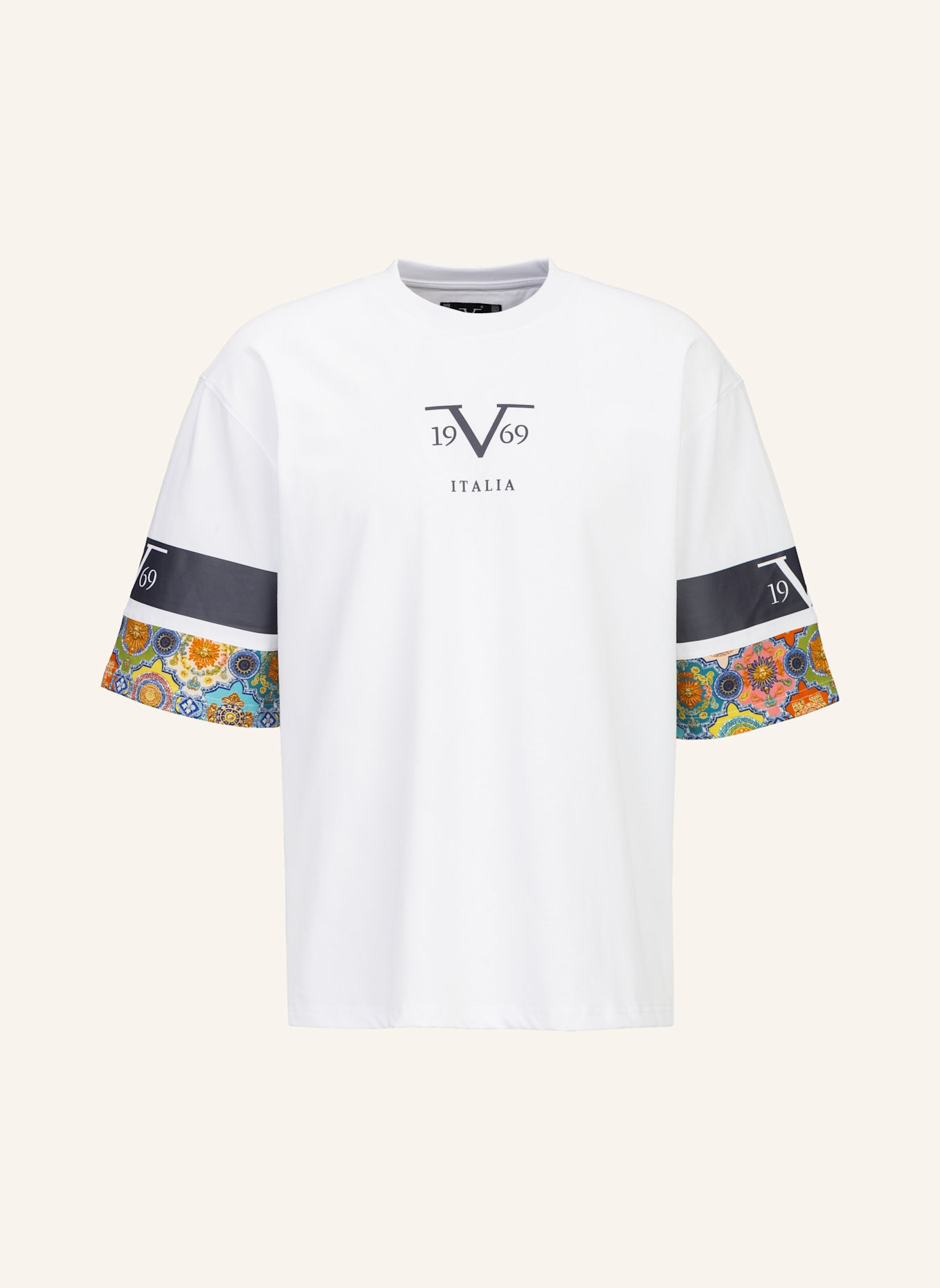 19V69 ITALIA Oversized T-Shirt TAMARO BAROQUE 2: WEISS