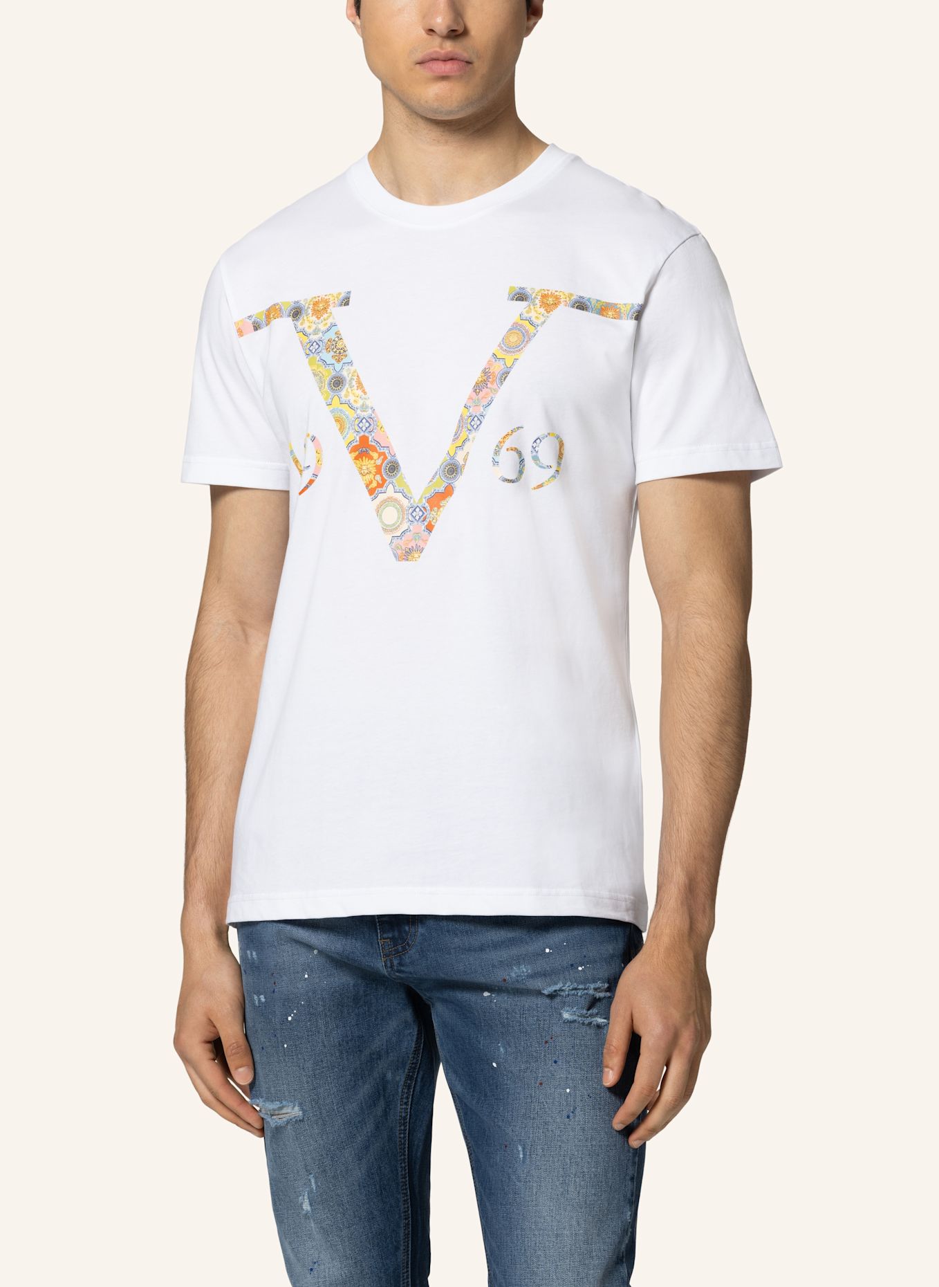 19V69 ITALIA T-Shirt RAFAEL BAROQUE: WEISS