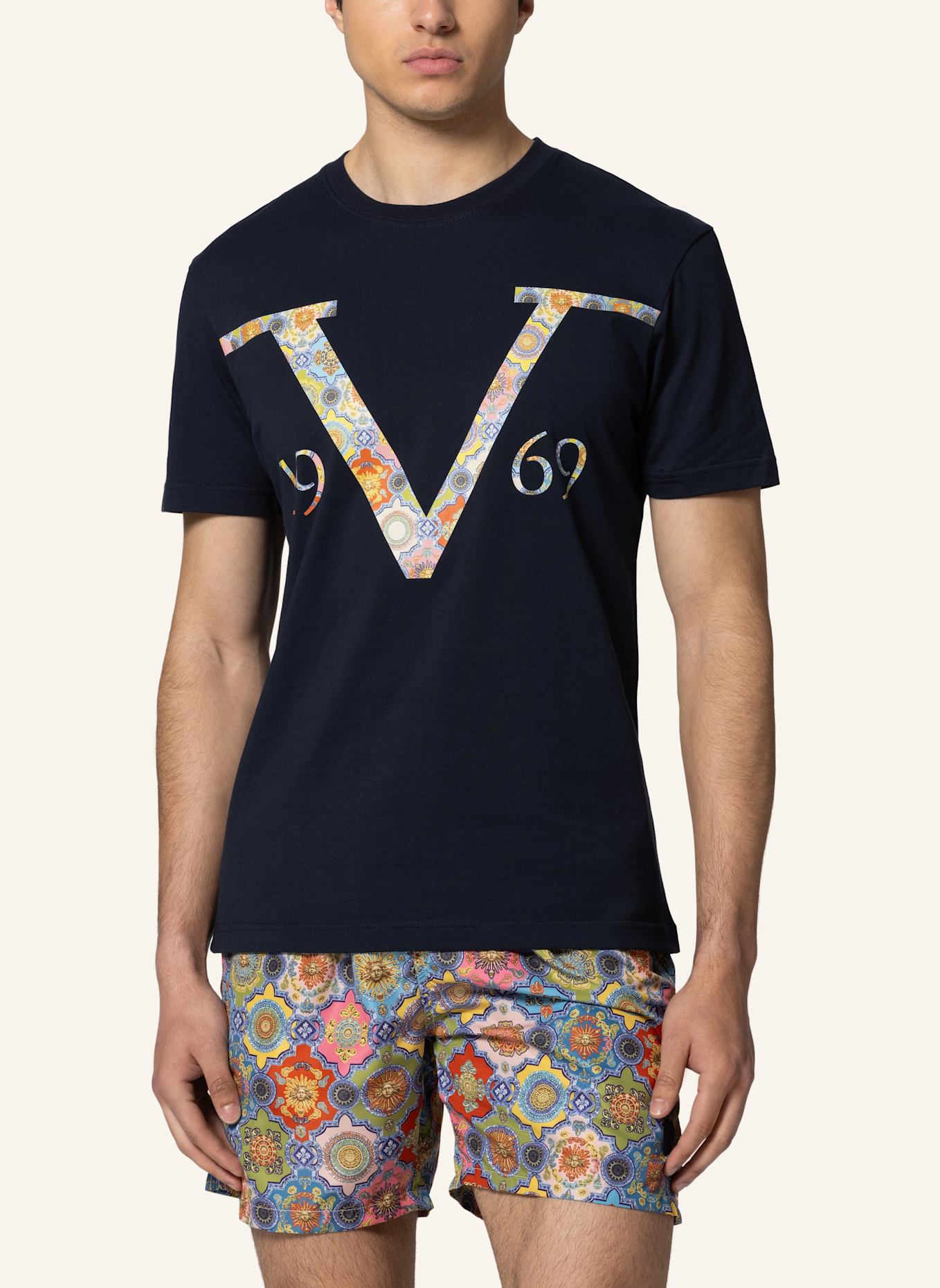 19V69 ITALIA T-Shirt RAFAEL BAROQUE: BLAU