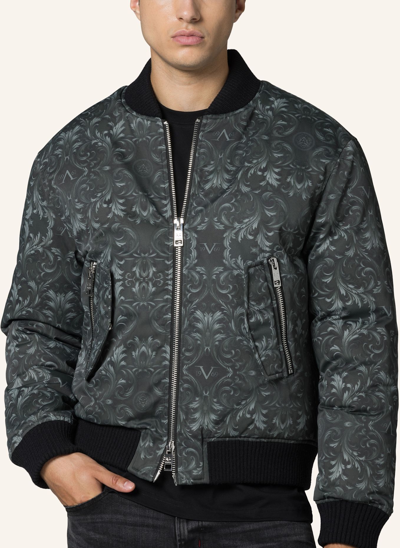 19V69 ITALIA Bomberjacke Camillo Baroque Str: SCHWARZ