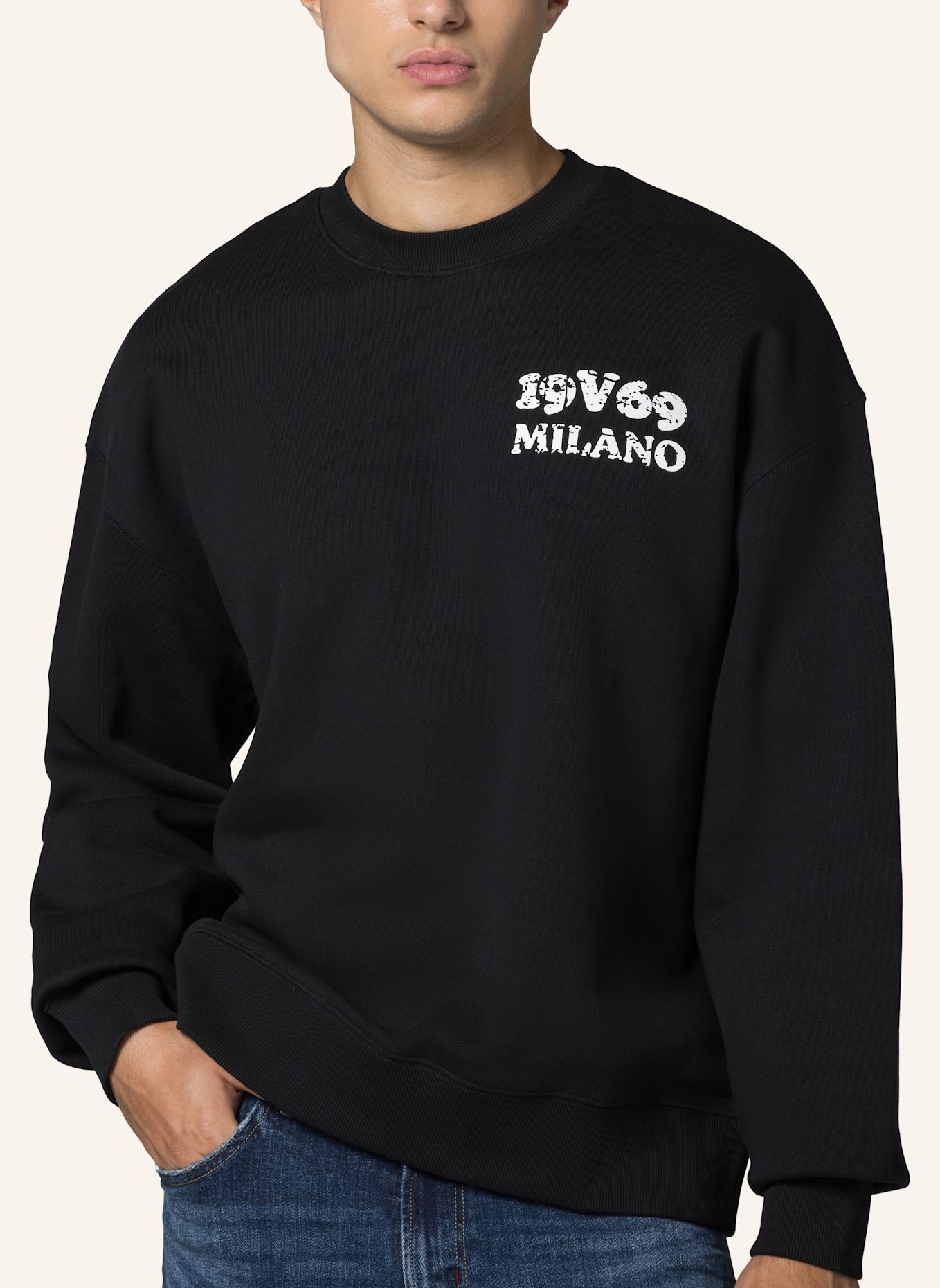19V69 ITALIA Sweatshirt Omero Angel: SCHWARZ