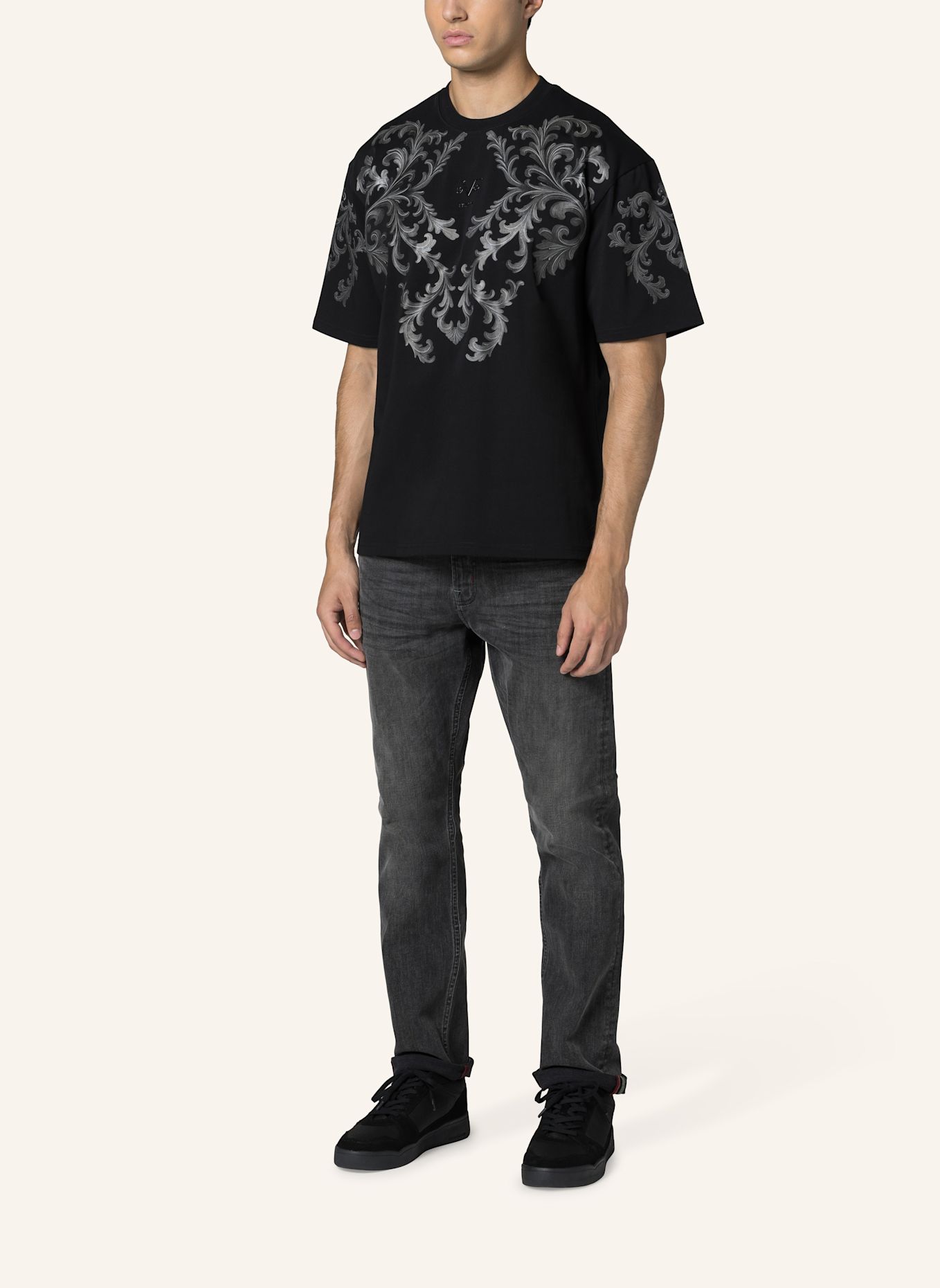 19V69 ITALIA T-Shirt Tamaro Baroque Str: SCHWARZ