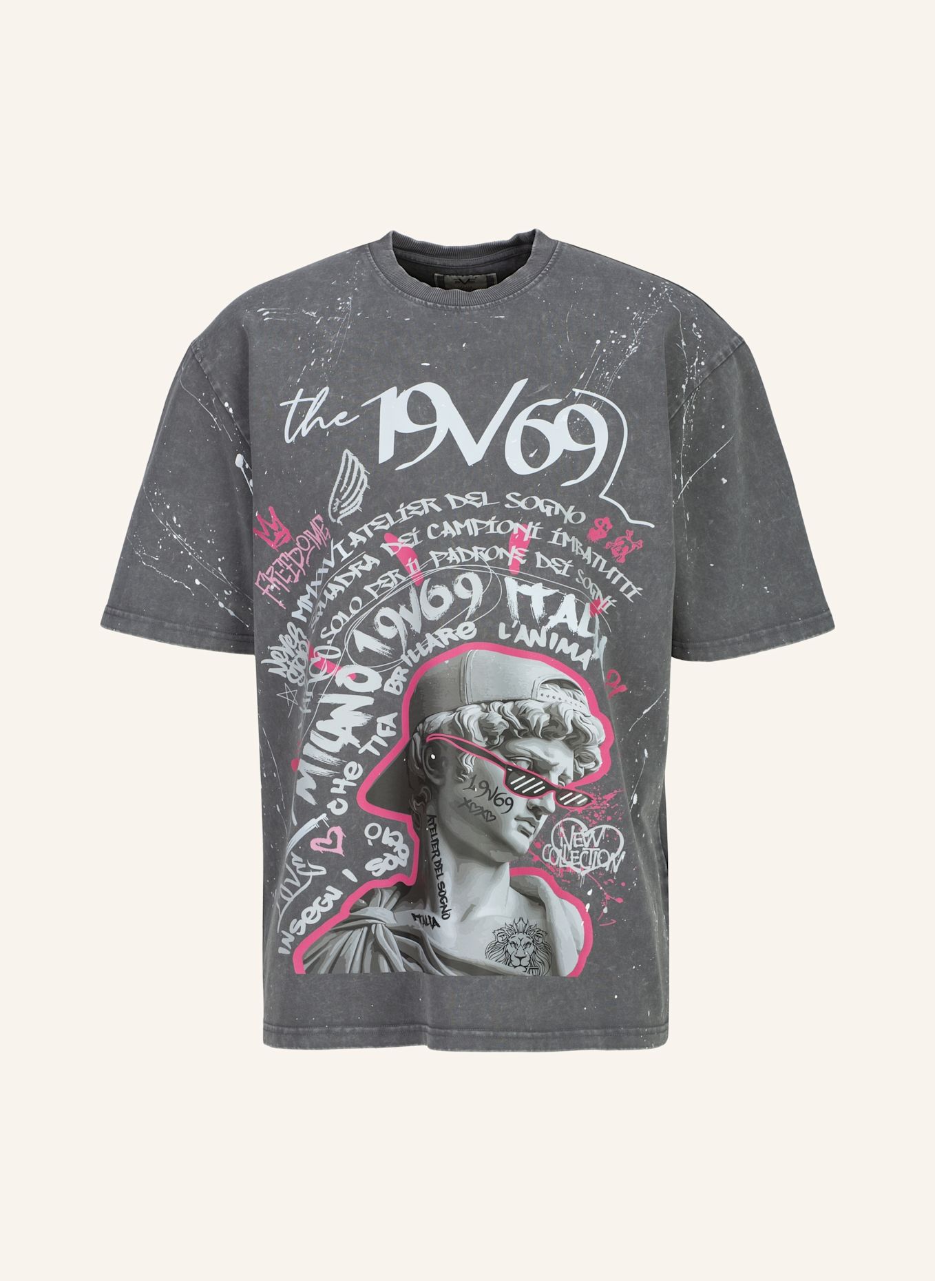 19V69 ITALIA T-Shirt Tamaro Graffiti: GRAU