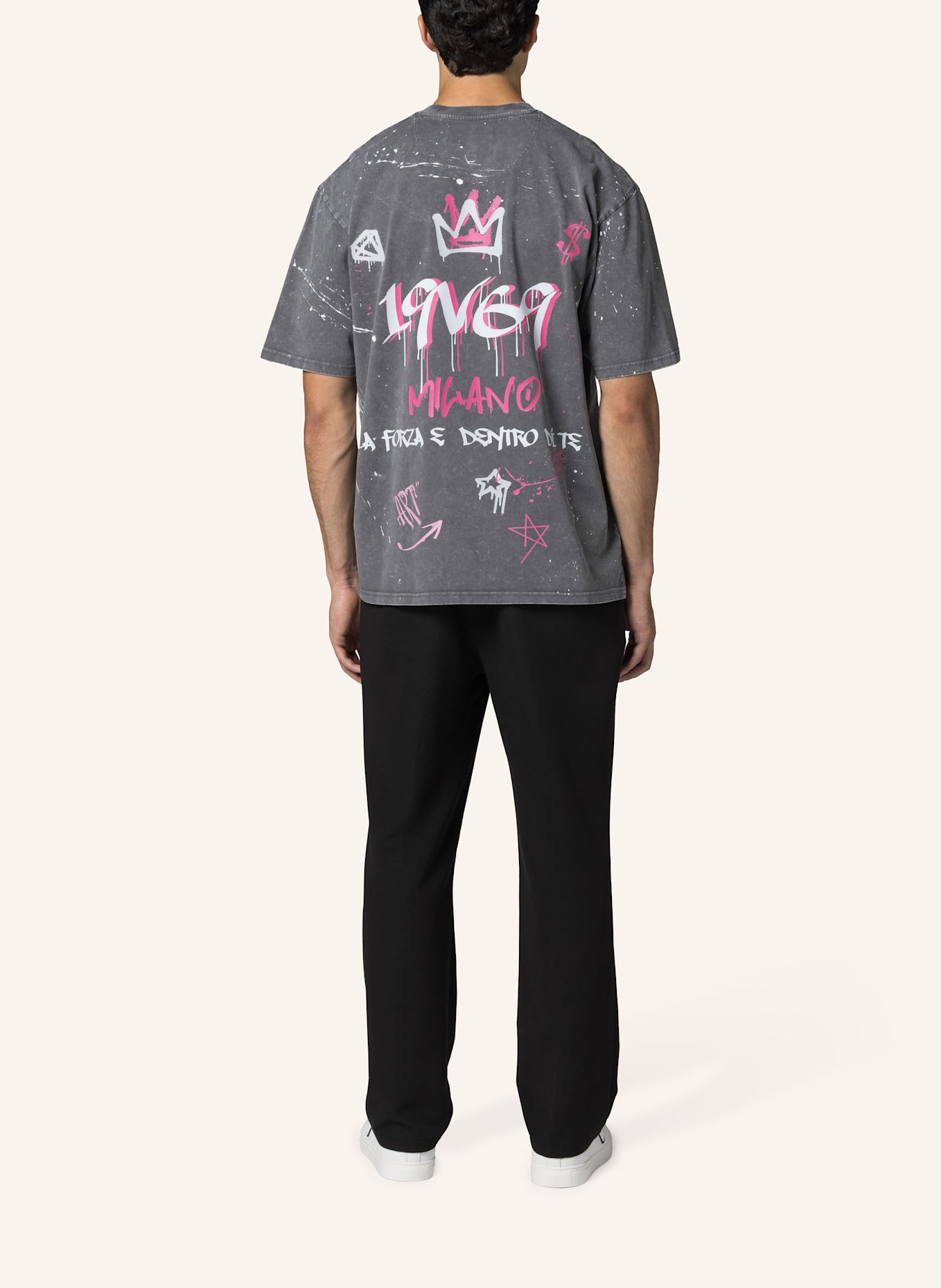 19V69 ITALIA T-Shirt Tamaro Graffiti: GRAU
