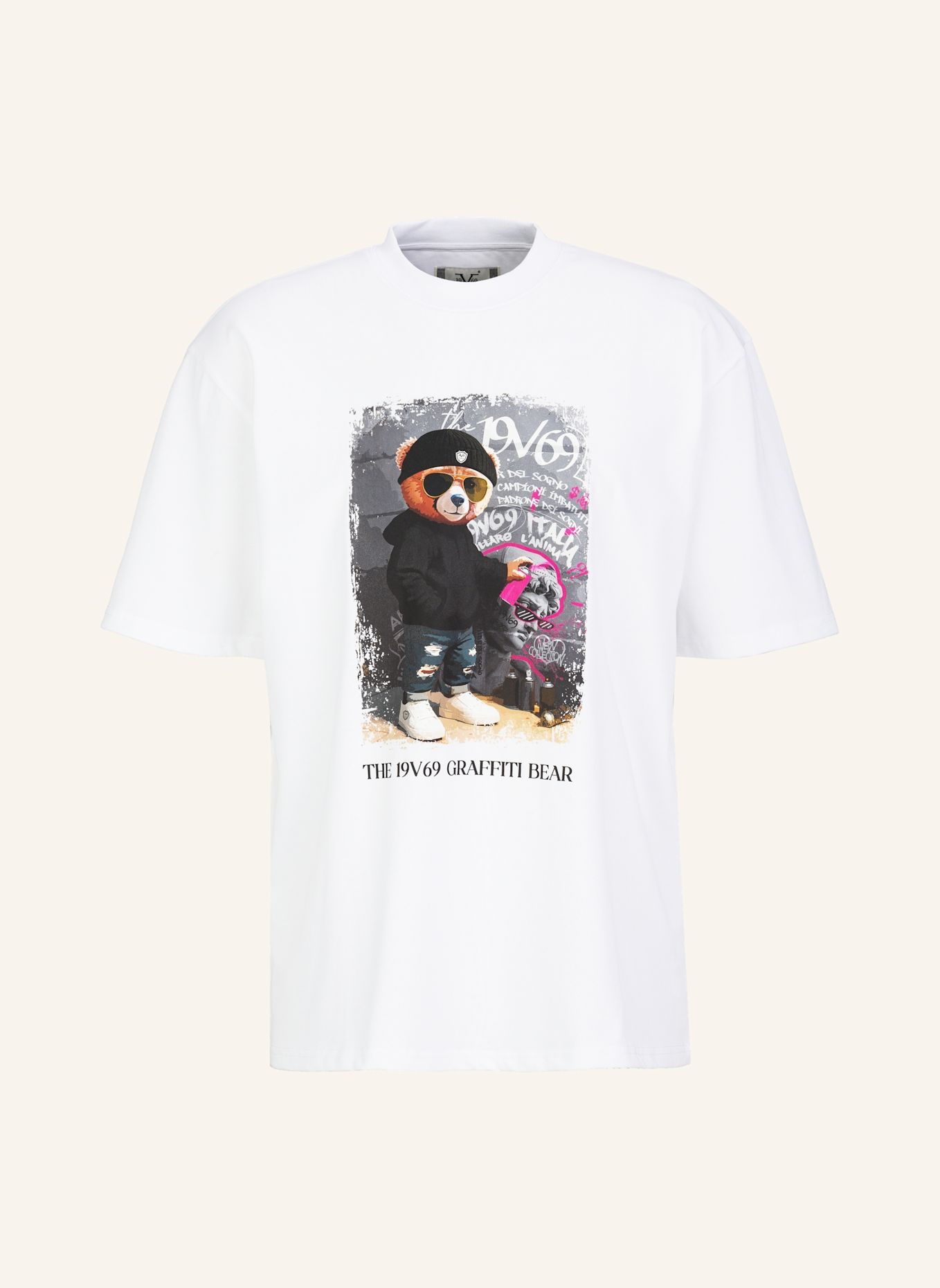 19V69 ITALIA T-Shirt Tamaro Graffiti 2: WEISS