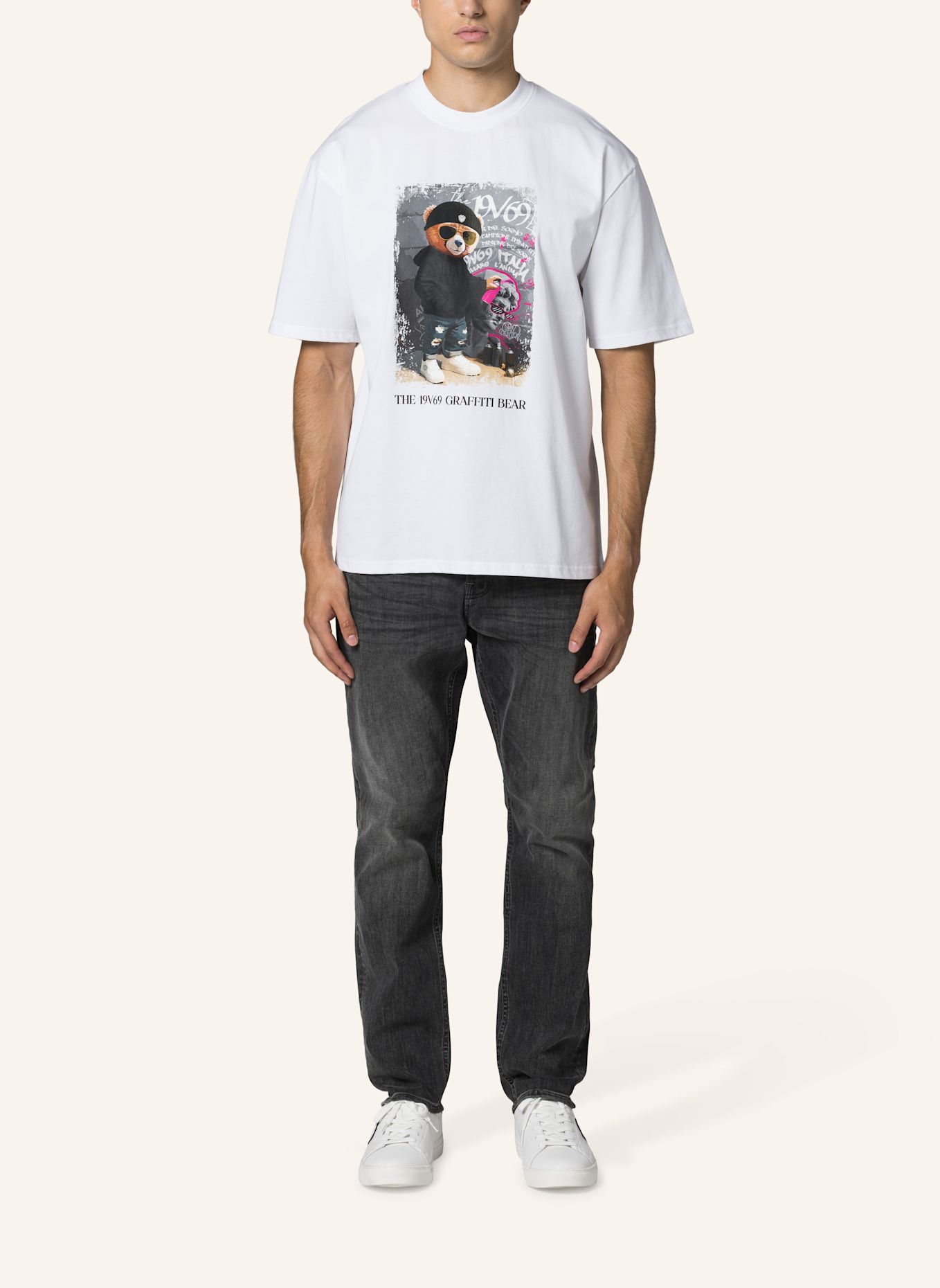 19V69 ITALIA T-Shirt Tamaro Graffiti 2: WEISS