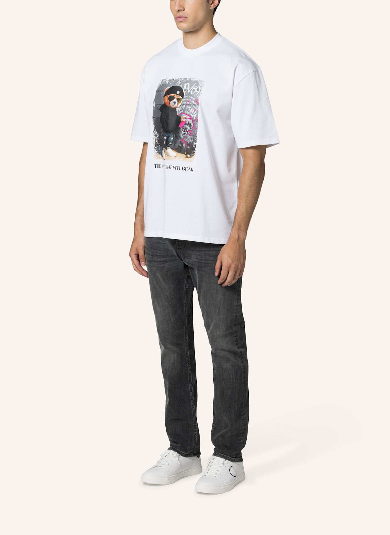 19V69 ITALIA T-Shirt Tamaro Graffiti 2: WEISS