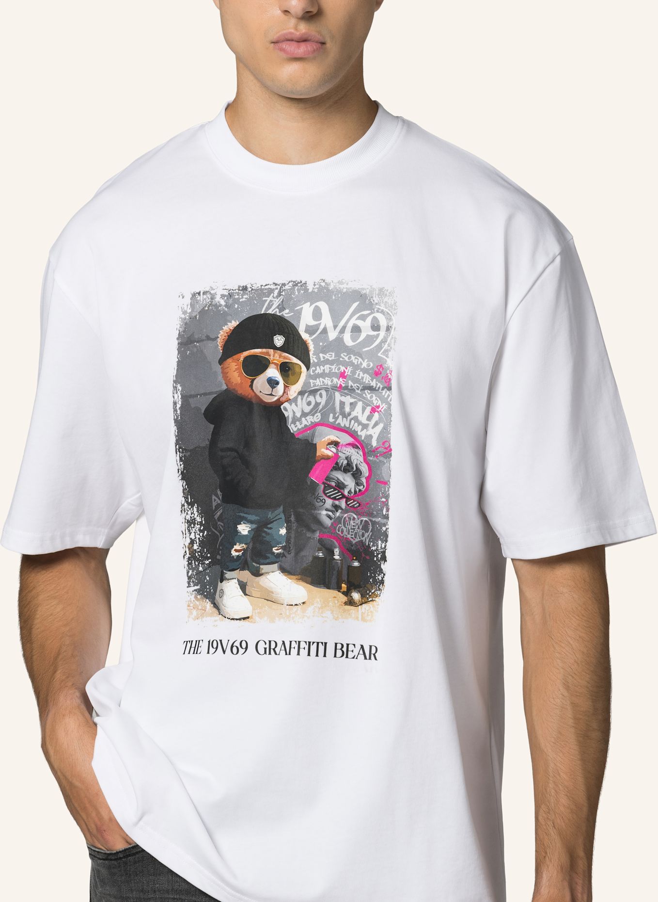 19V69 ITALIA T-Shirt Tamaro Graffiti 2: WEISS