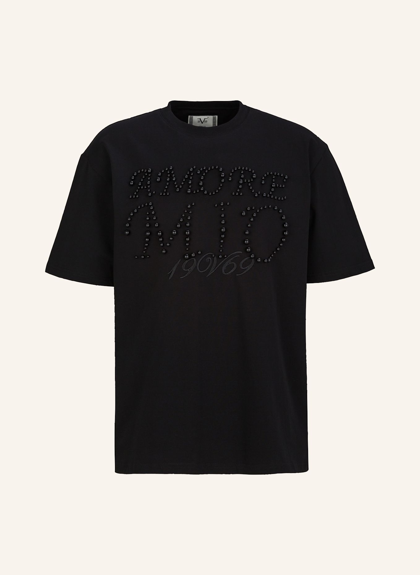 19V69 ITALIA T-Shirt Tamaro Pearls: SCHWARZ
