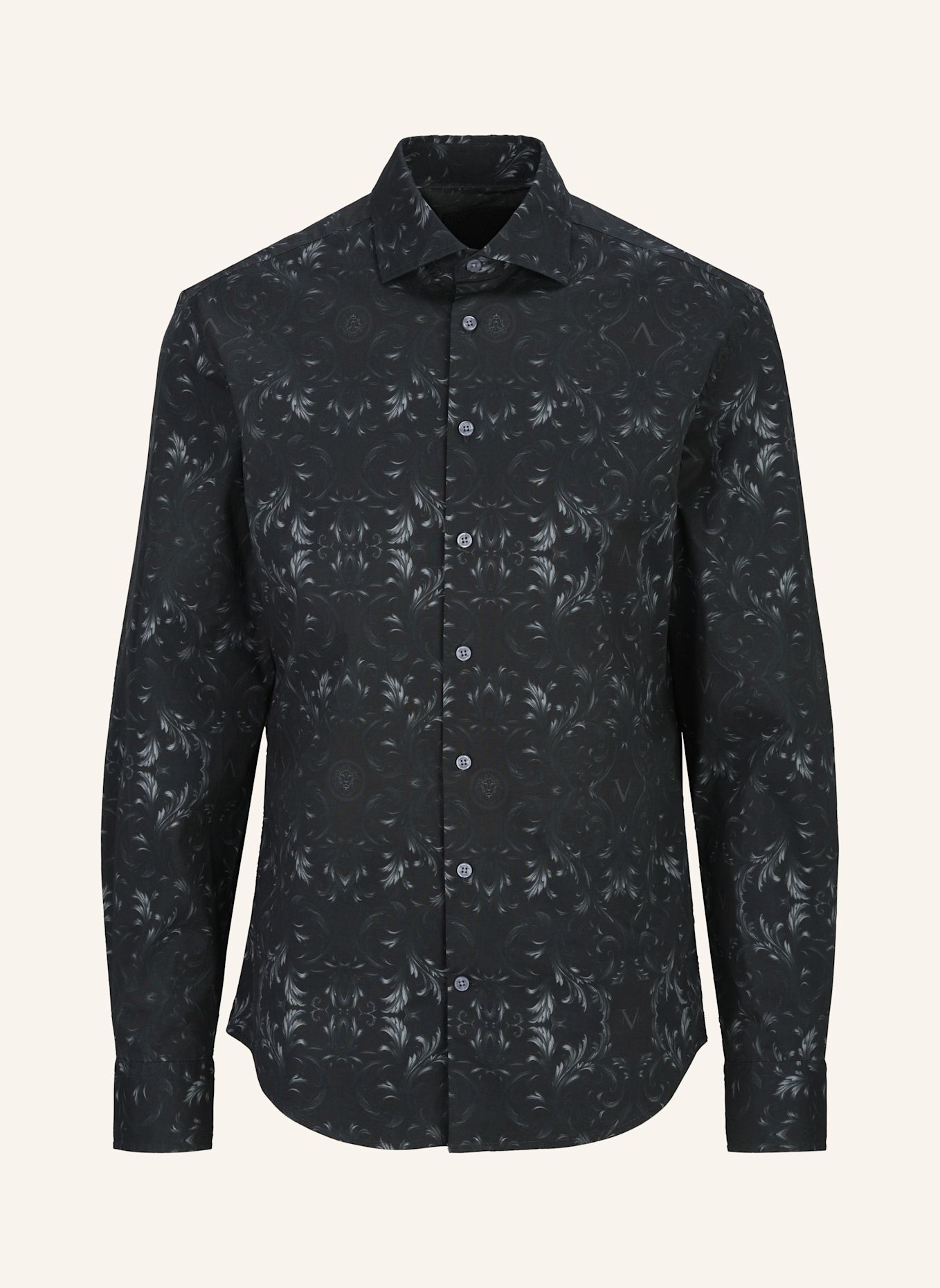 19V69 ITALIA Casual Hemd Ricky Baroque Str: SCHWARZ