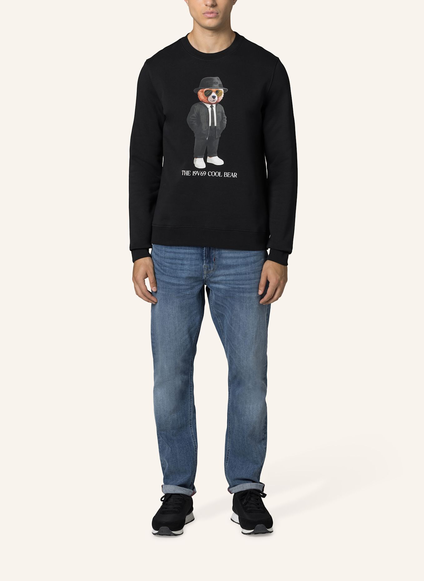 19V69 ITALIA Sweatshirt Nico Cool Teddy: SCHWARZ