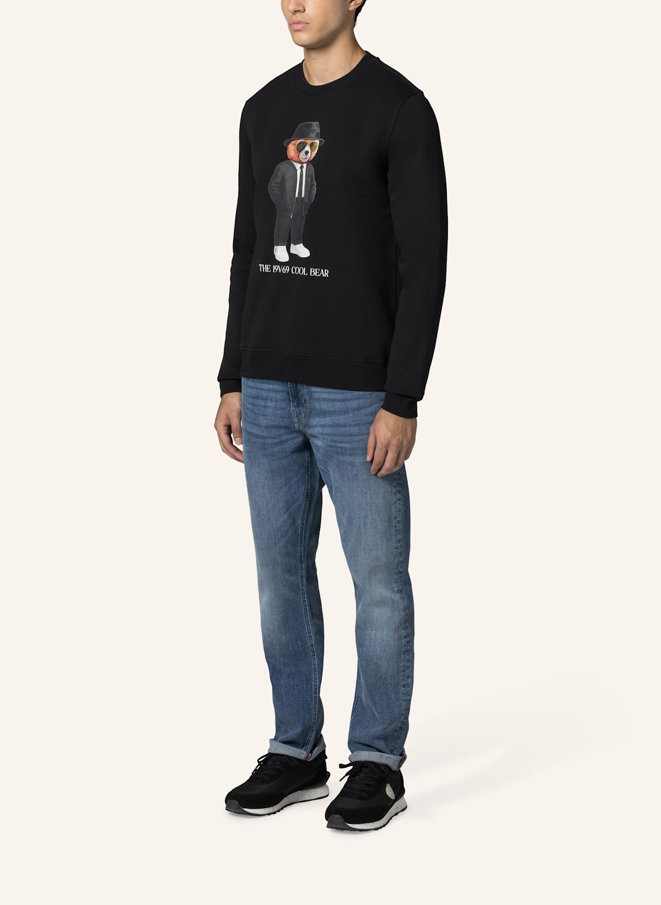 19V69 ITALIA Sweatshirt Nico Cool Teddy: SCHWARZ