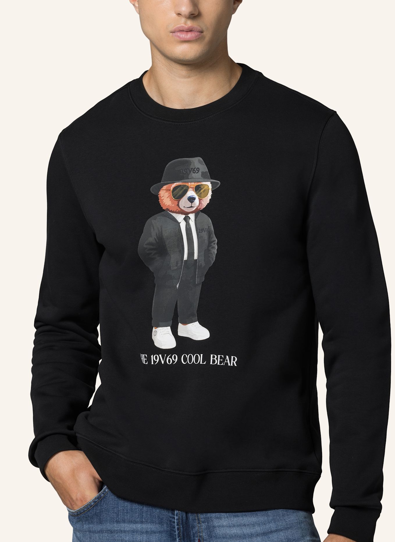 19V69 ITALIA Sweatshirt Nico Cool Teddy: SCHWARZ