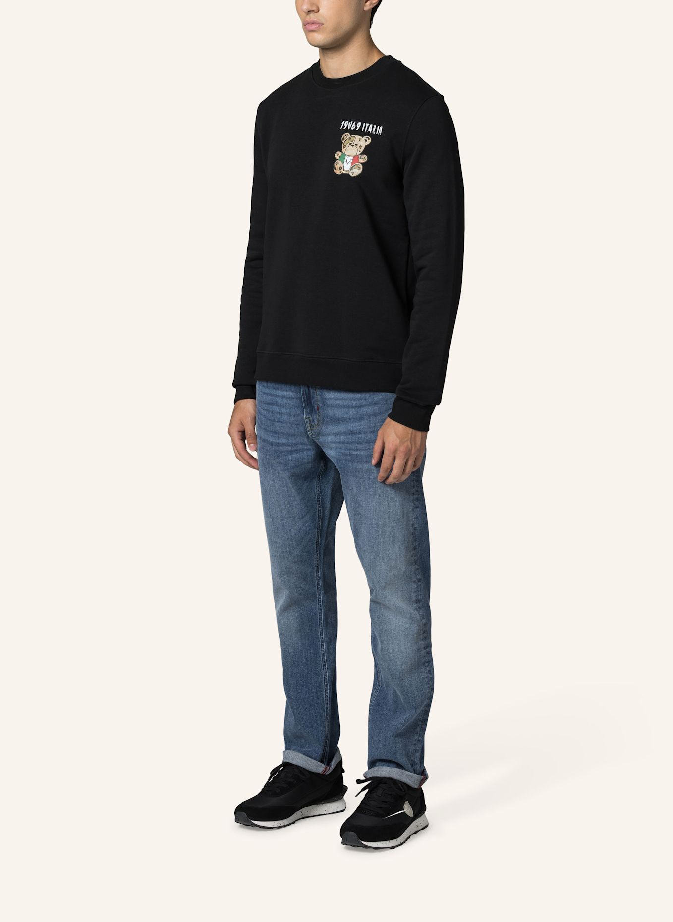19V69 ITALIA Sweatshirt Nico Italian Teddy: SCHWARZ