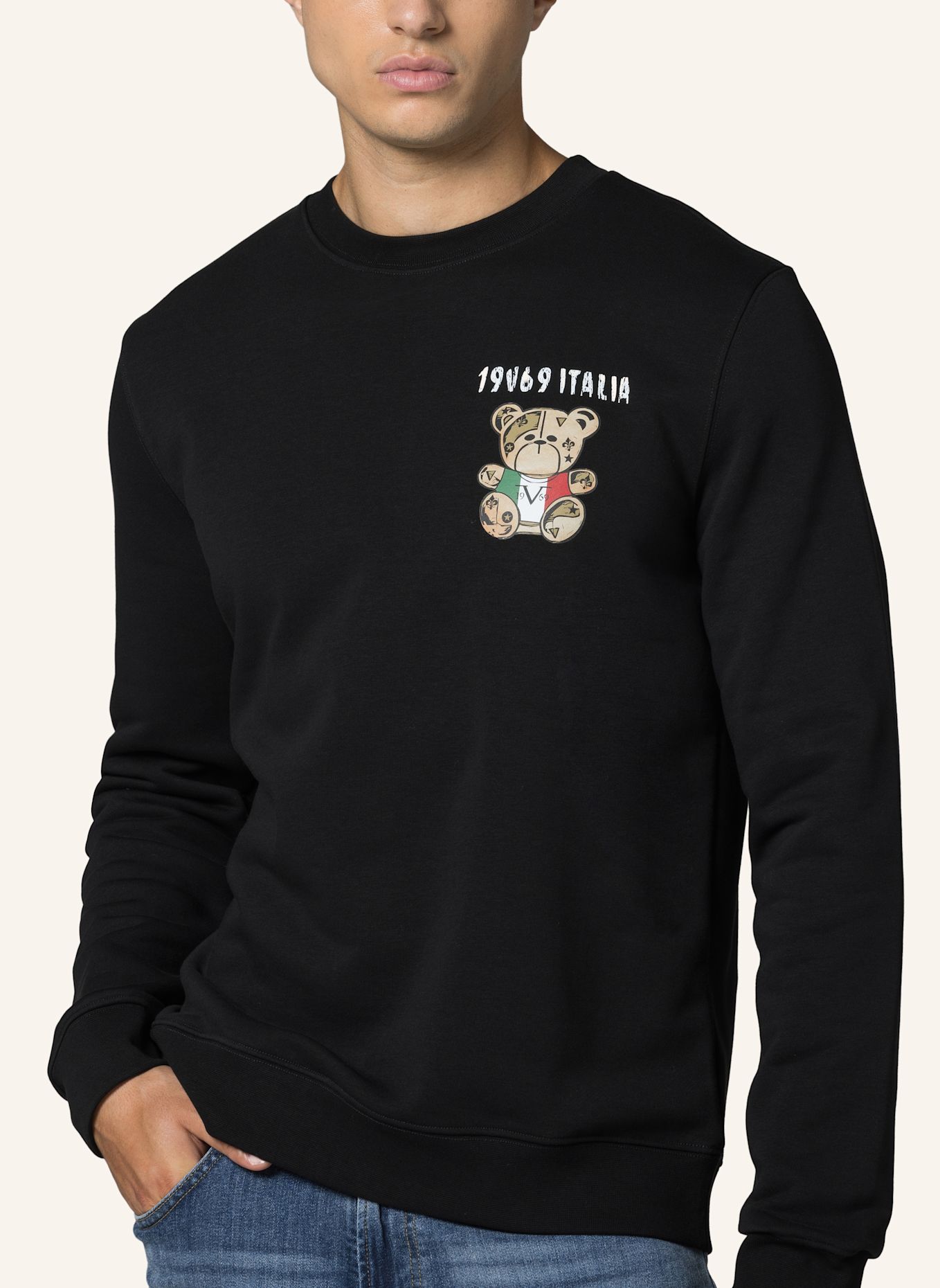 19V69 ITALIA Sweatshirt Nico Italian Teddy: SCHWARZ