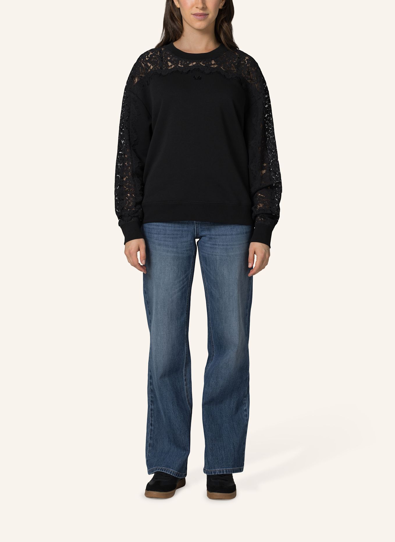 19V69 ITALIA Sweatshirt Sinja Lace: SCHWARZ