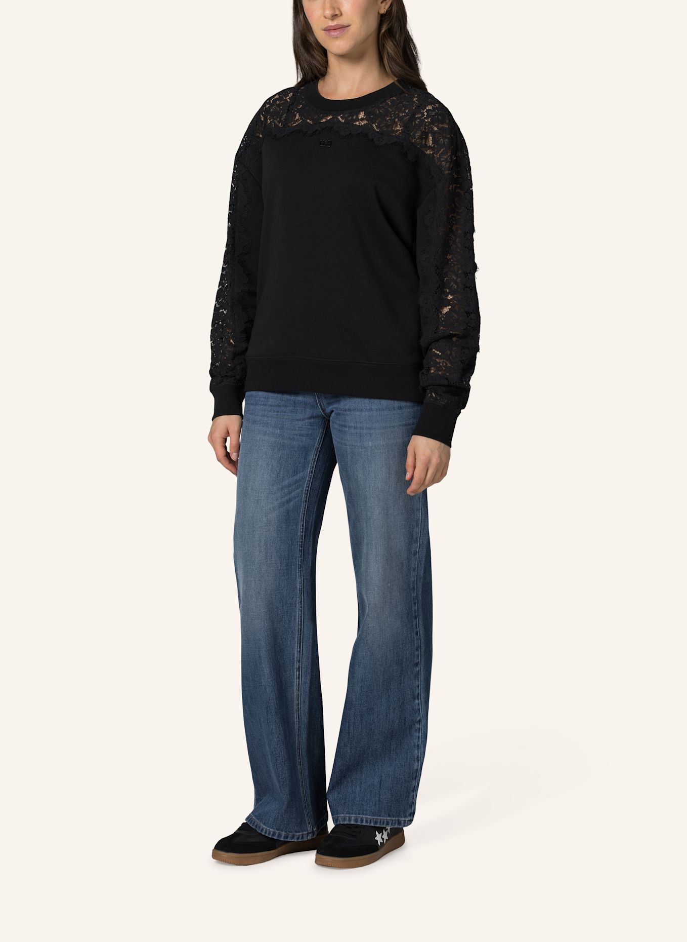 19V69 ITALIA Sweatshirt Sinja Lace: SCHWARZ