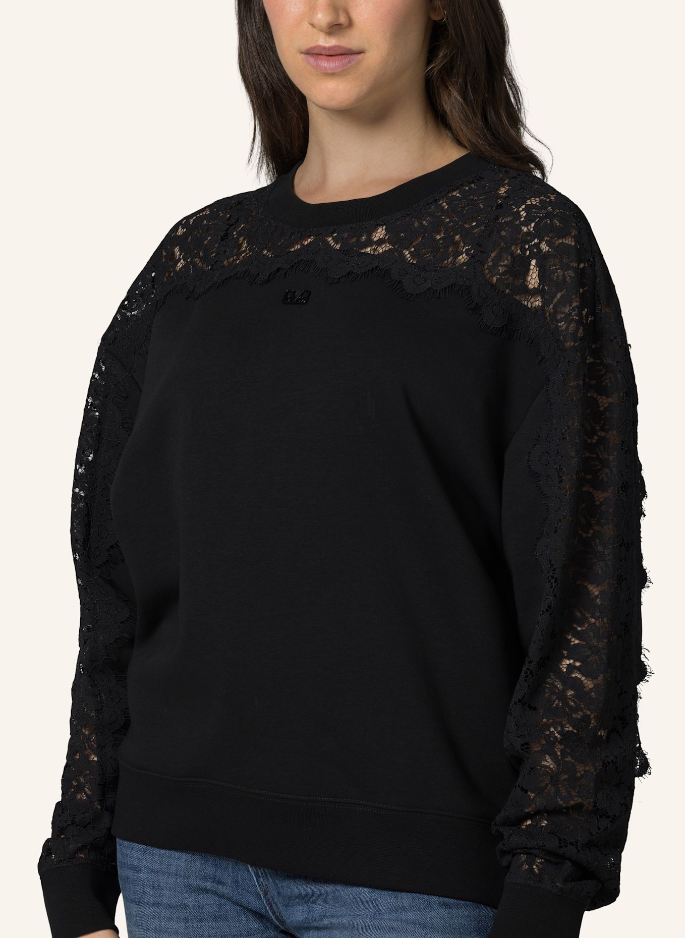 19V69 ITALIA Sweatshirt Sinja Lace: SCHWARZ