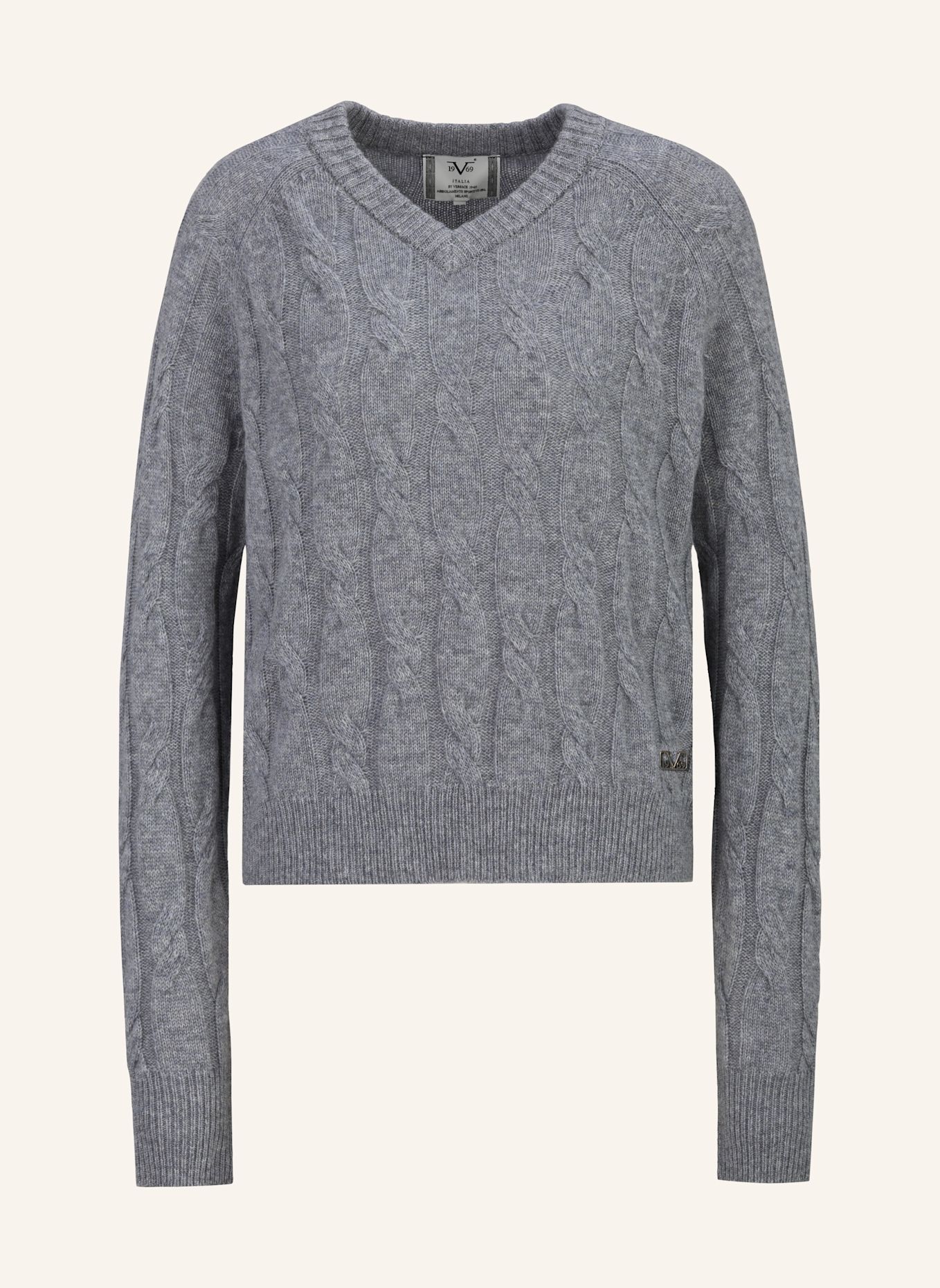 19V69 ITALIA Strickpullover Liz Cable: GRAU