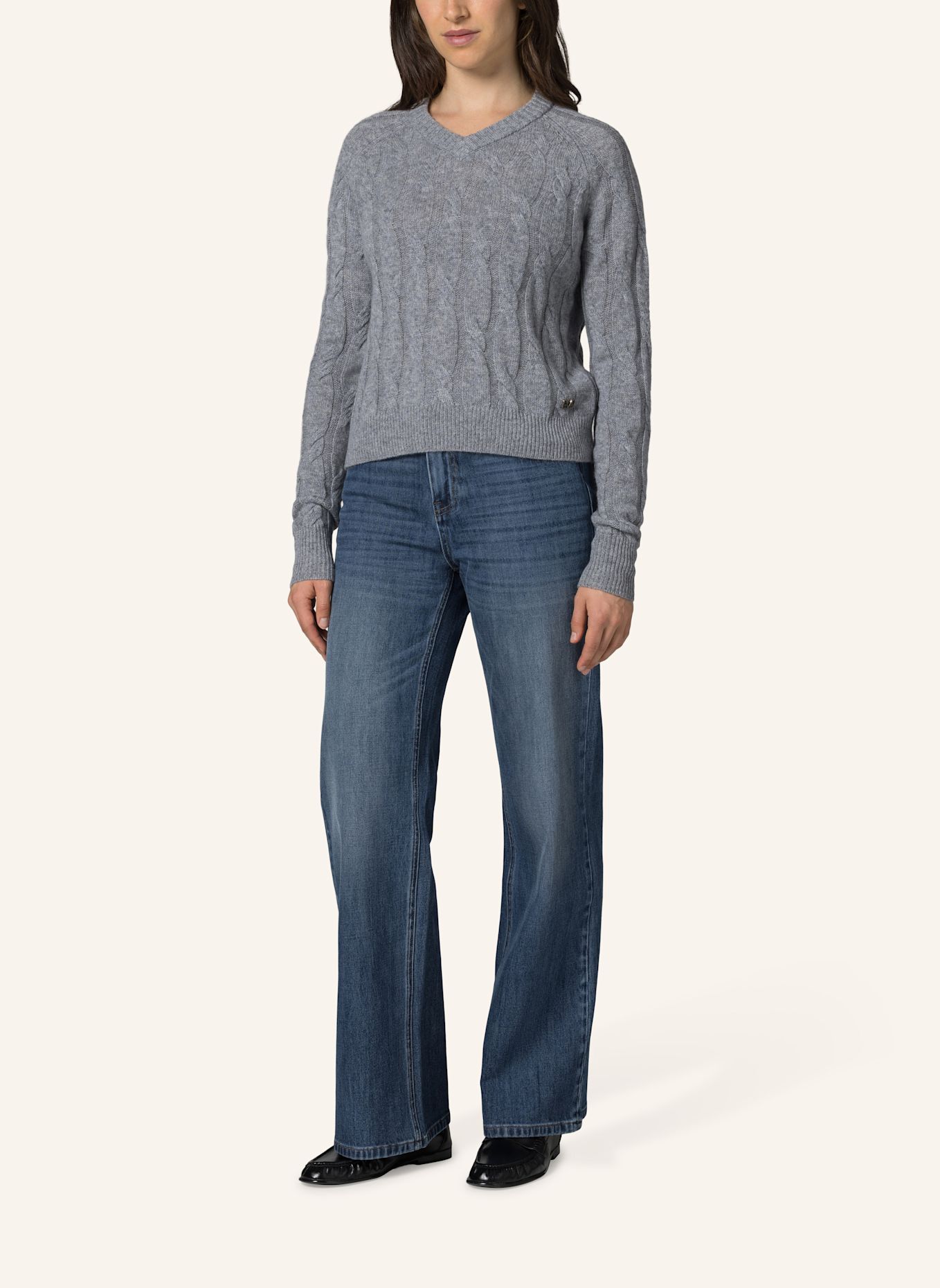 19V69 ITALIA Strickpullover Liz Cable: GRAU