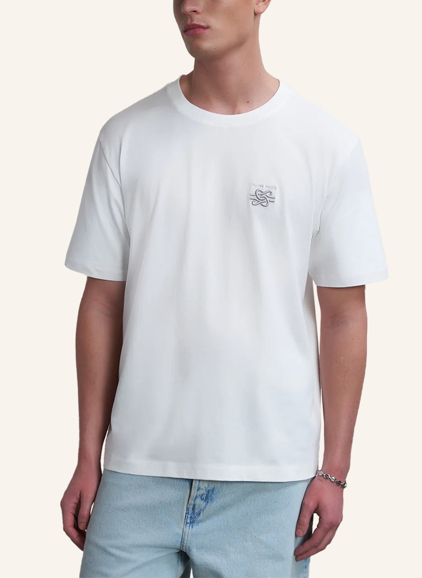 FILLING PIECES T-shirt EMBROIDERED KNOT: WEISS