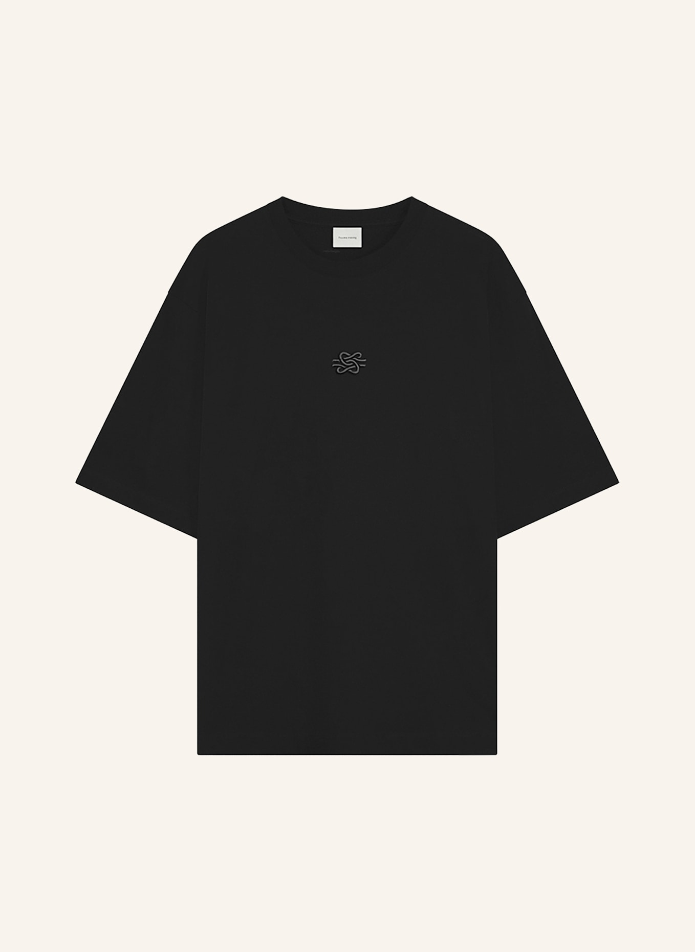 FILLING PIECES T-Shirt BOXY EMBROIDERED: SCHWARZ