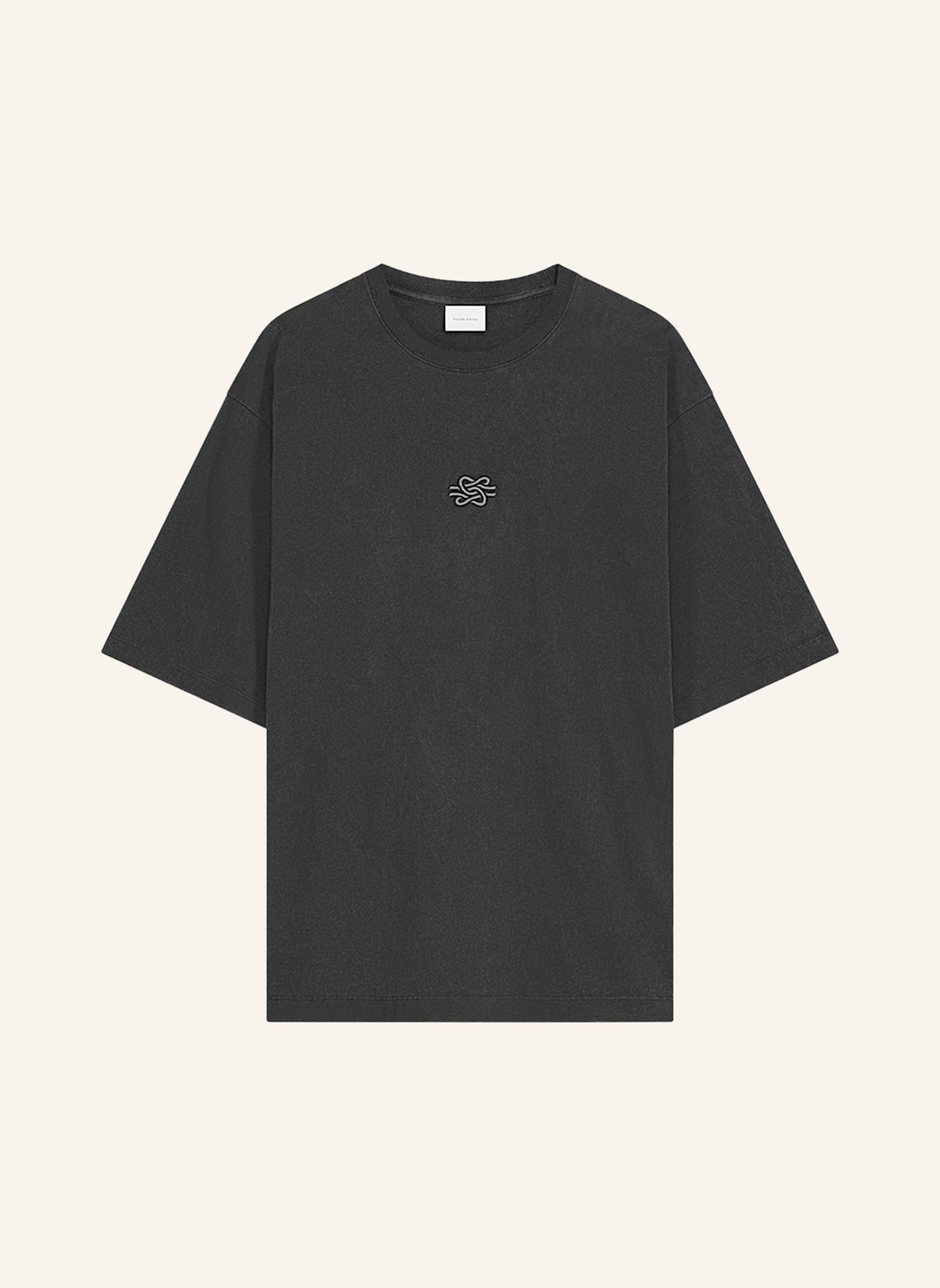FILLING PIECES T-Shirt BOXY EMBROIDERED: DUNKELGRAU