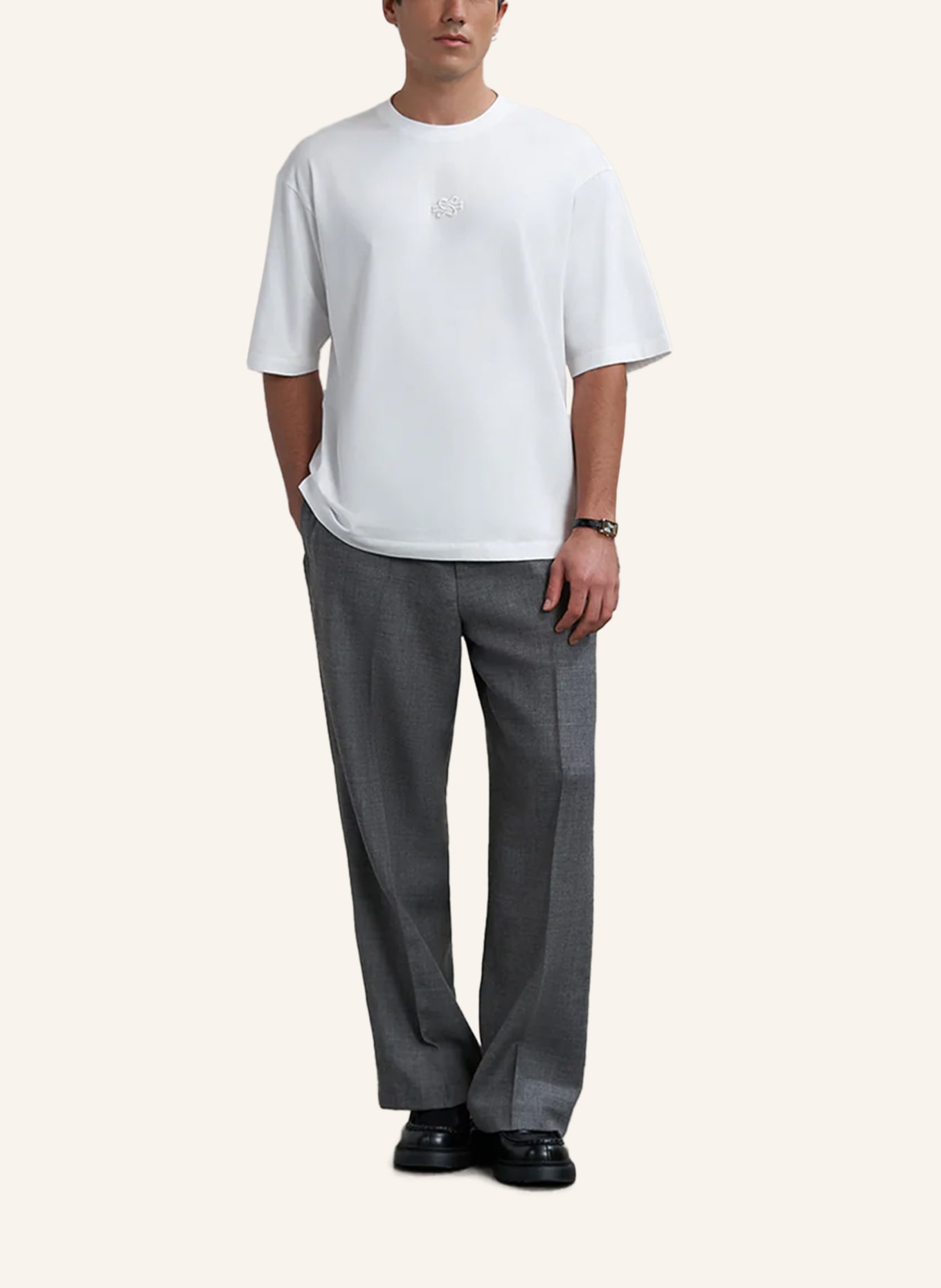 FILLING PIECES T-Shirt BOXY EMBROIDERED: WEISS