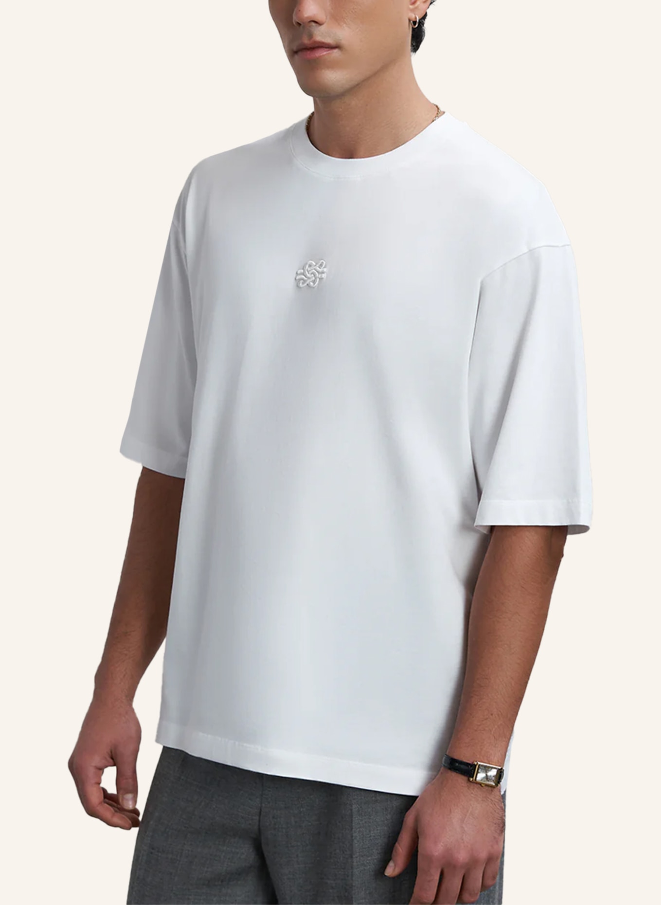 FILLING PIECES T-Shirt BOXY EMBROIDERED: WEISS