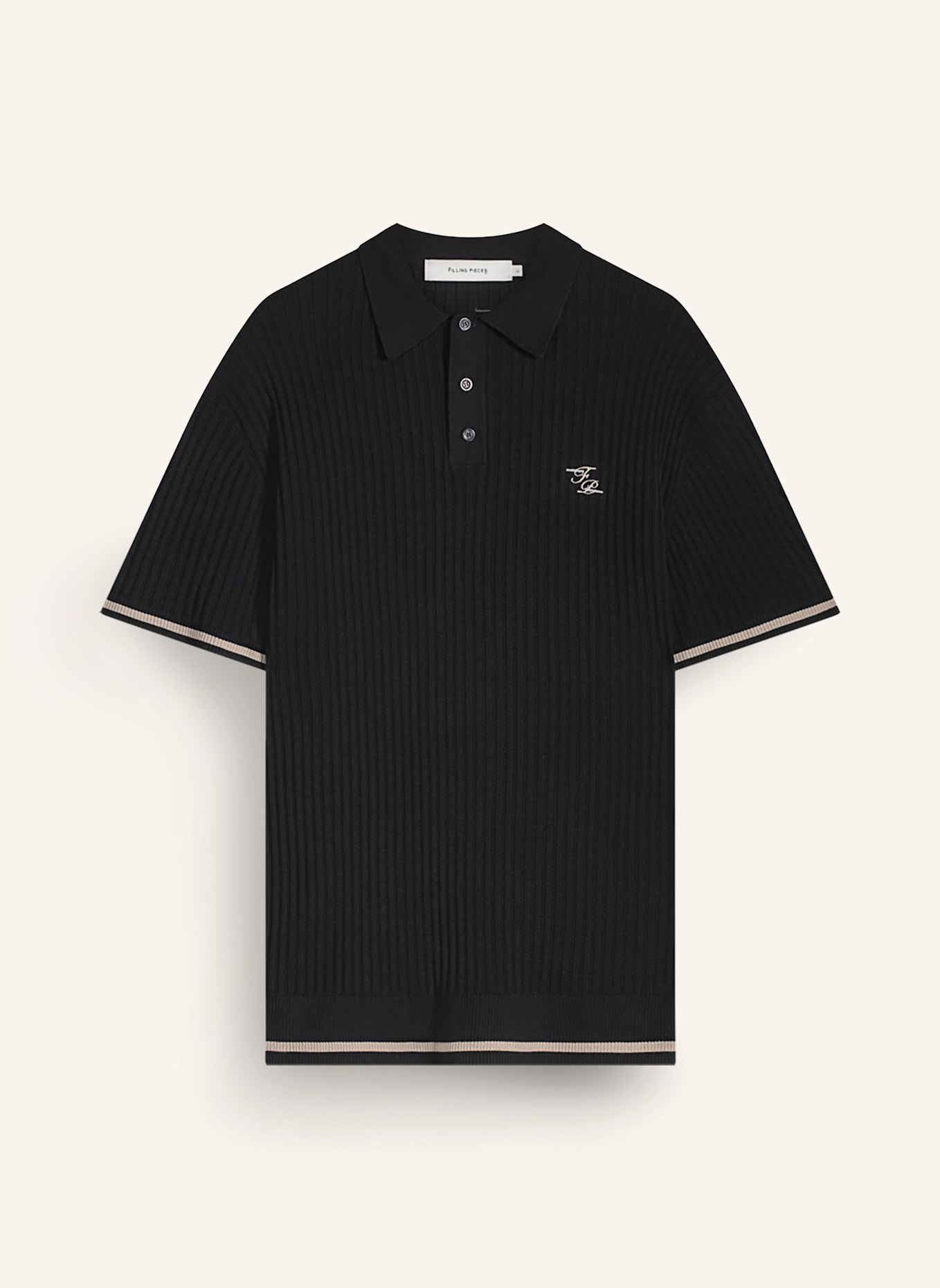 FILLING PIECES Poloshirt KNIT: SCHWARZ