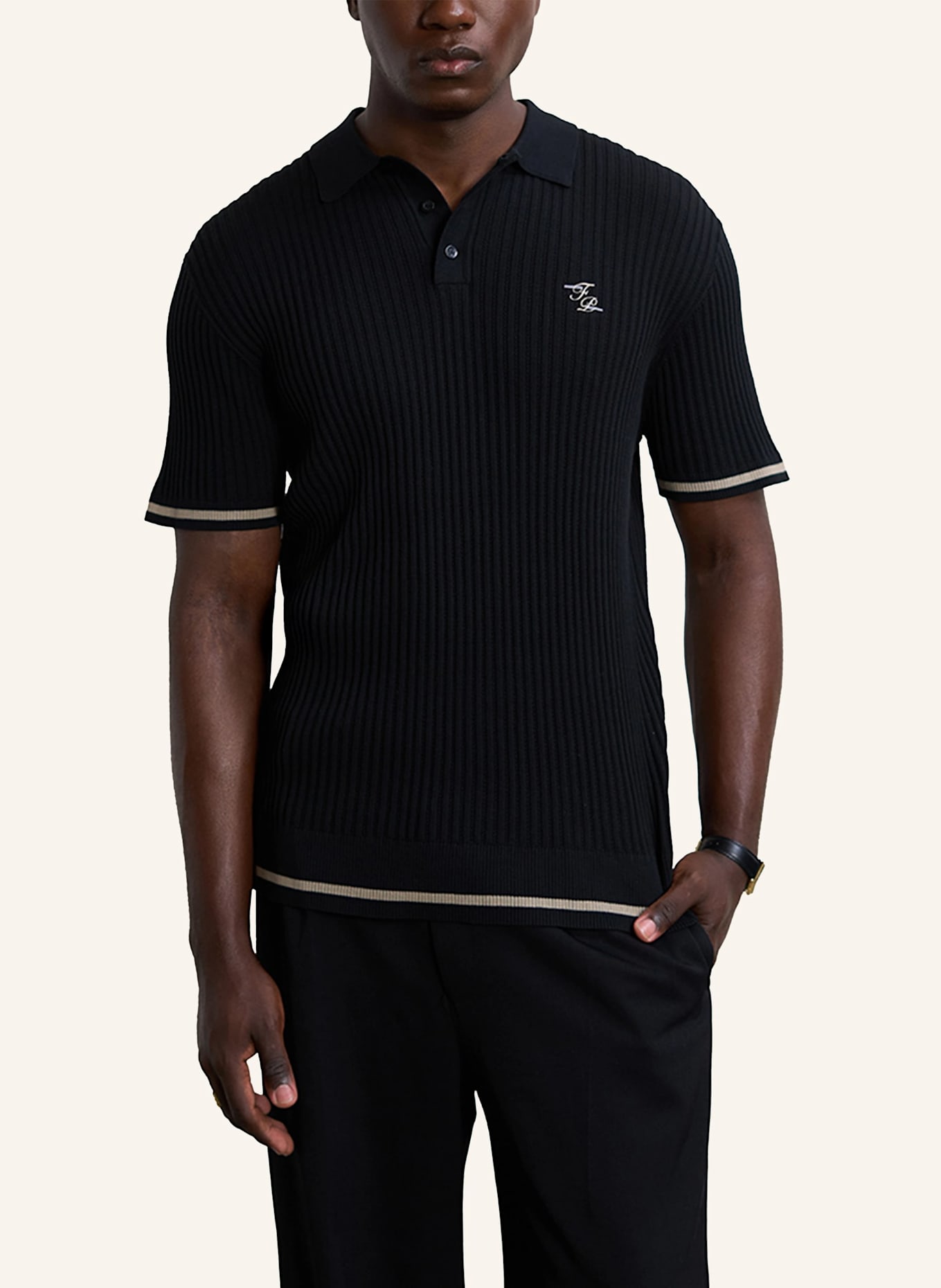 FILLING PIECES Poloshirt KNIT: SCHWARZ