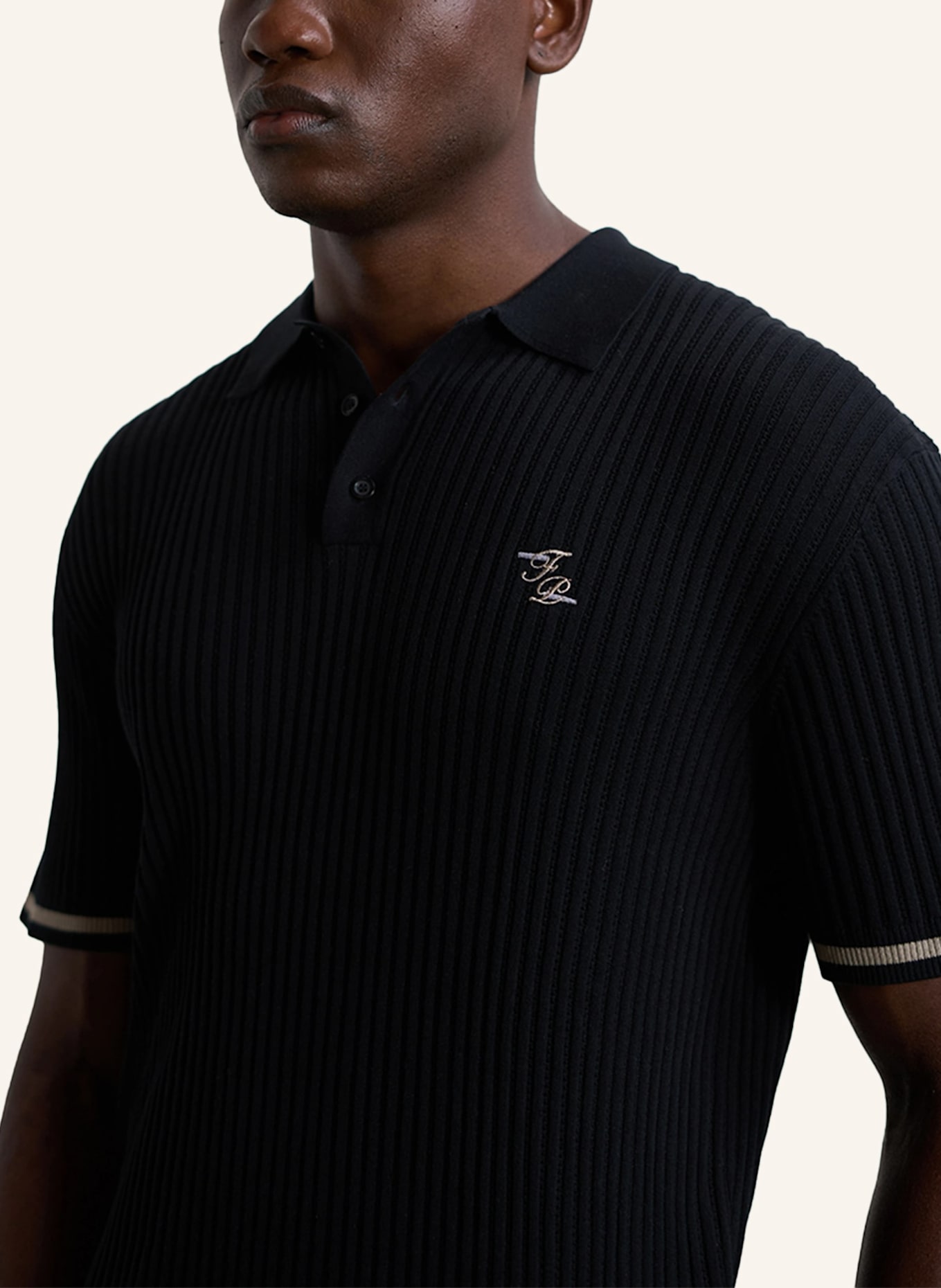 FILLING PIECES Poloshirt KNIT: SCHWARZ