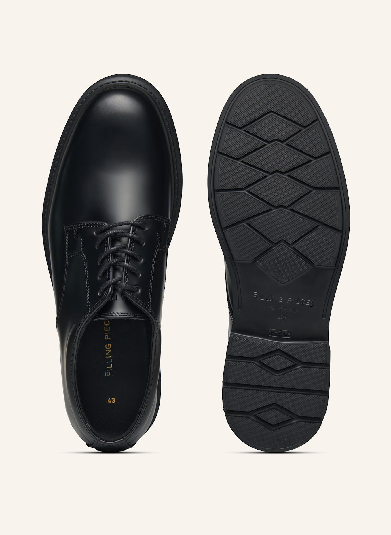 FILLING PIECES Schnürer CLEAN DERBY: SCHWARZ