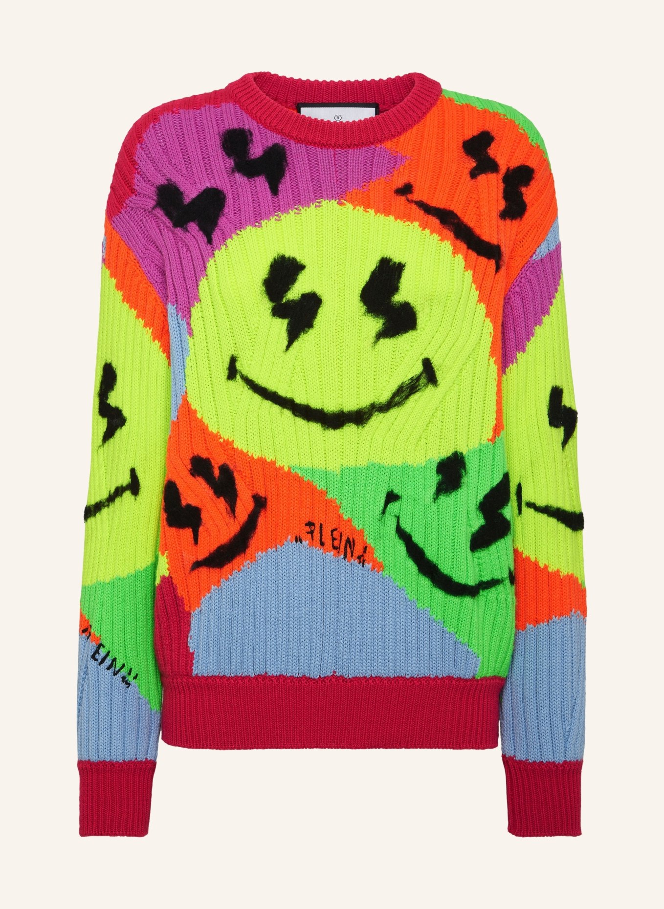 PHILIPP PLEIN Pullover SMILE, Farbe: BLAU/ GELB/ FUCHSIA (Bild 1)