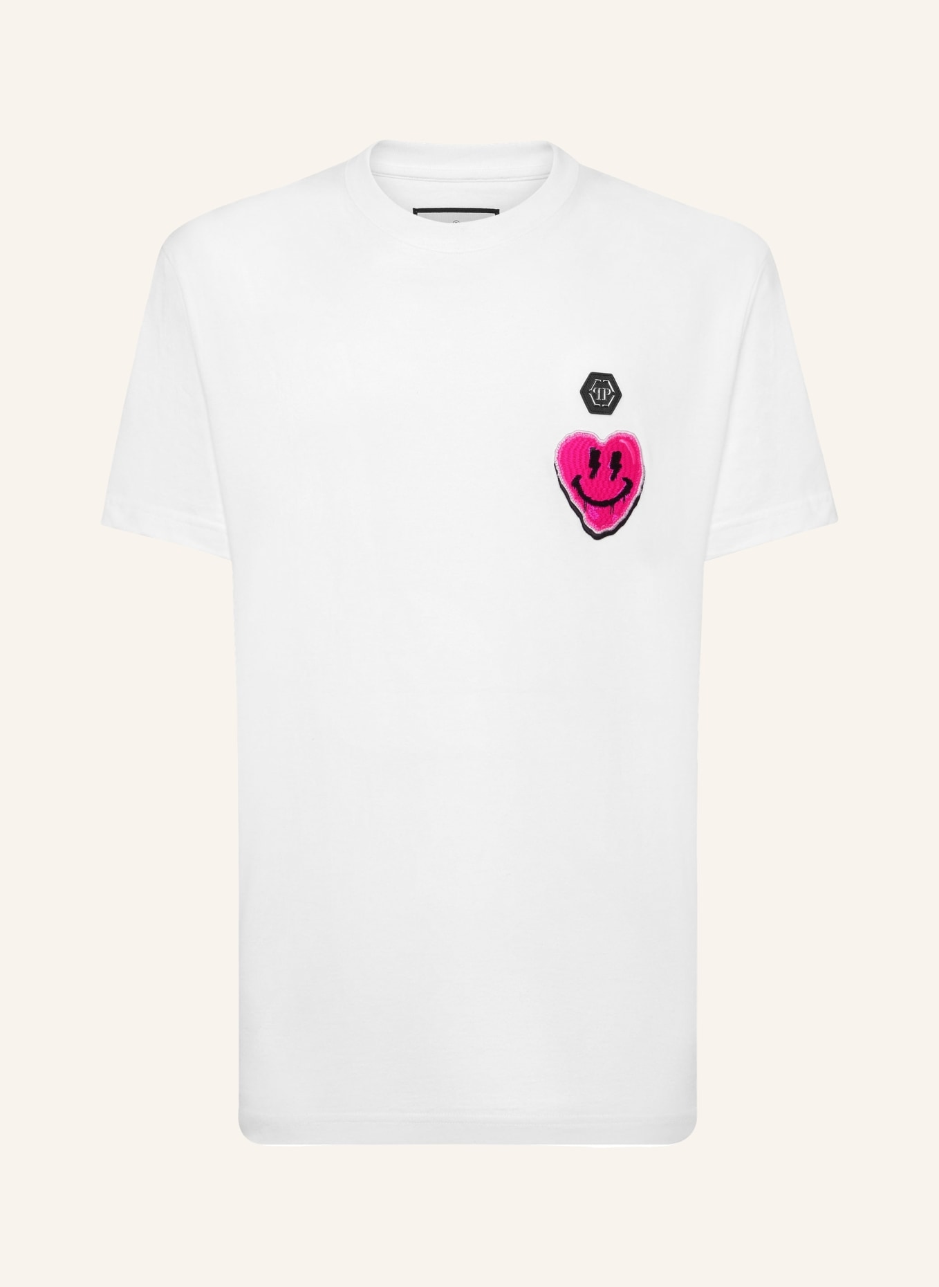 PHILIPP PLEIN T-shirt SMILE, Farbe: WEISS/ NEONROSA (Bild 1)