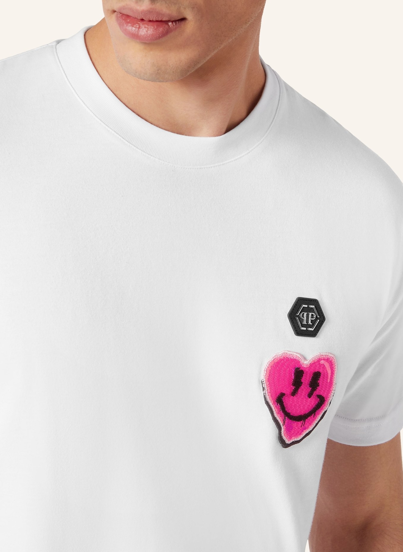 PHILIPP PLEIN T-shirt SMILE, Farbe: WEISS/ NEONROSA (Bild 3)