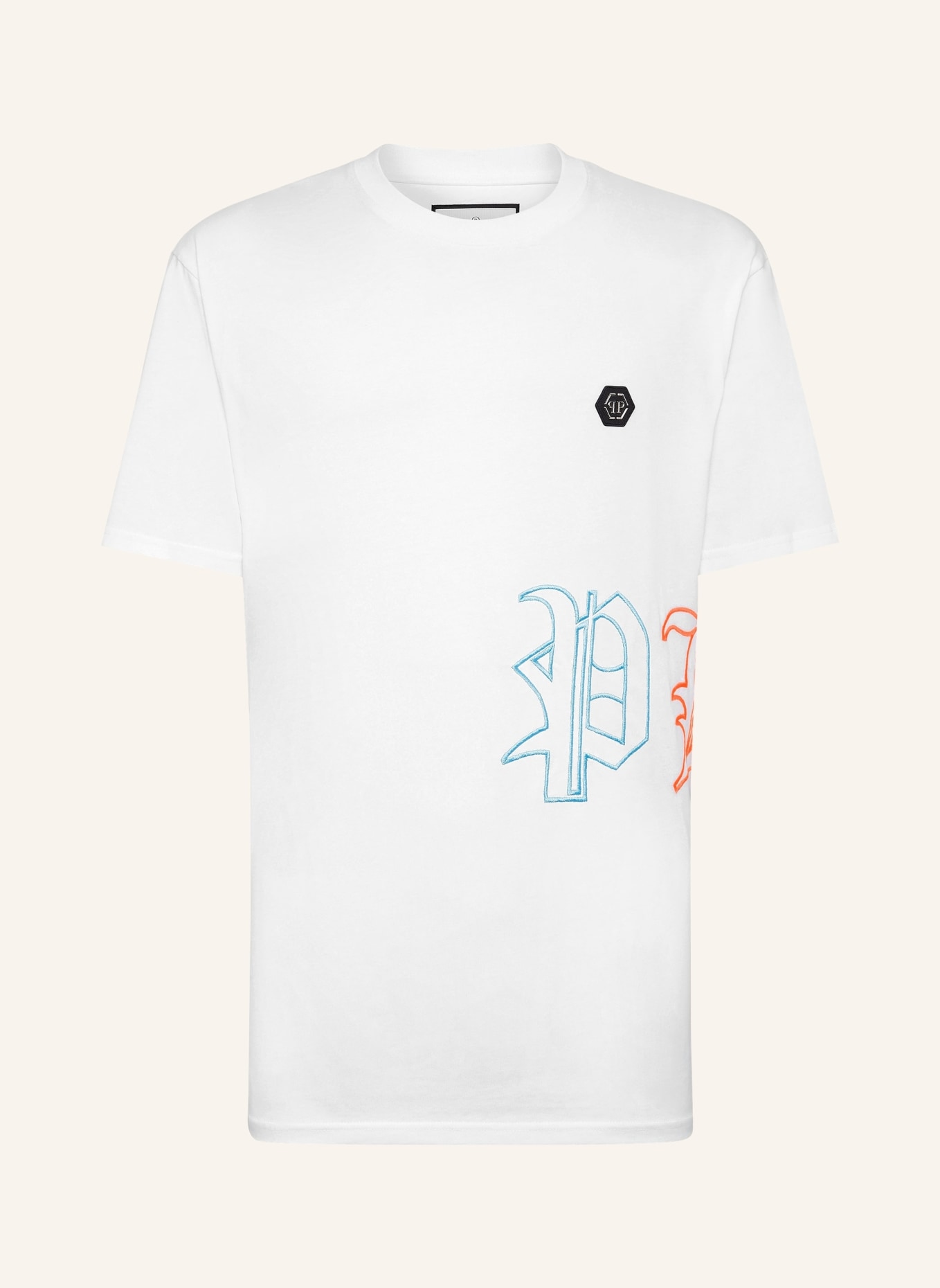 PHILIPP PLEIN T-shirt mit Stickerei, Farbe: WEISS/ BLAU/ FUCHSIA/ GRÜN (Bild 1)