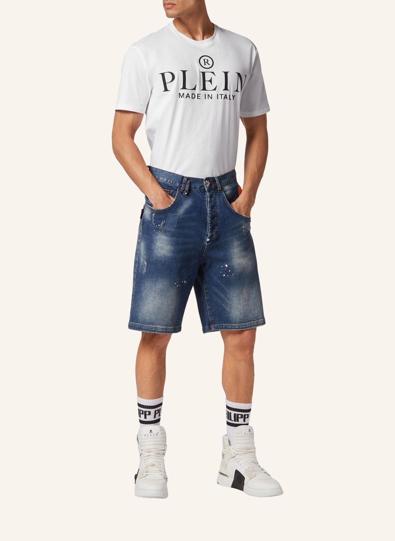 PHILIPP PLEIN Jeans-Shorts SKULL & BONES Formentera Fit, Farbe: BLAU (Bild 4)