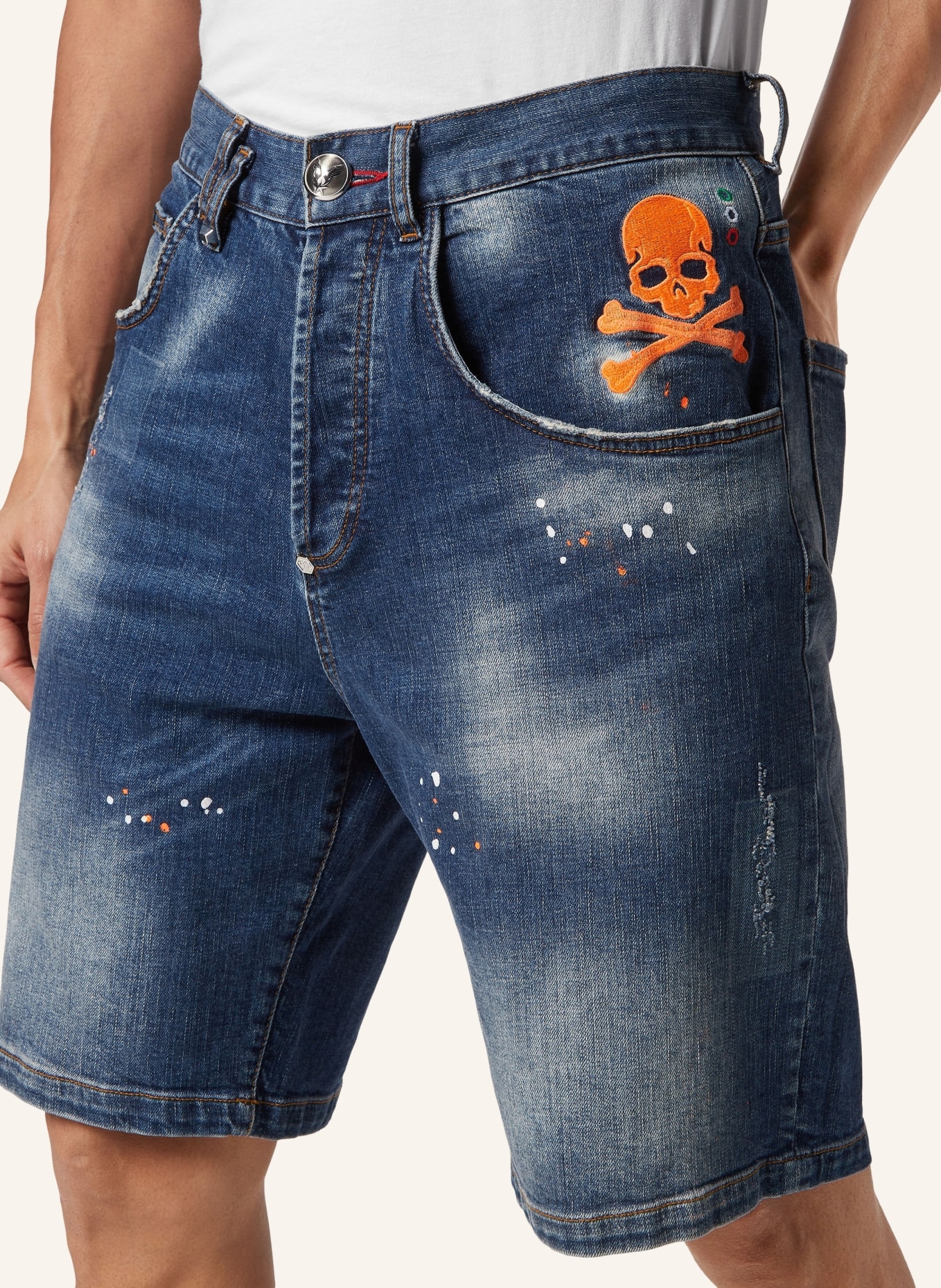 PHILIPP PLEIN Jeans-Shorts SKULL & BONES Formentera Fit, Farbe: BLAU (Bild 3)