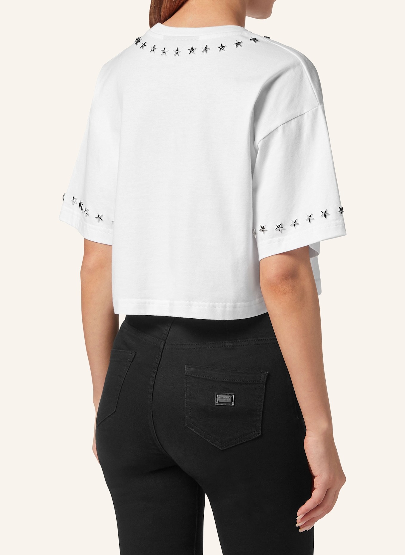 PHILIPP PLEIN Cropped T-Shirt STARS, Farbe: WEISS (Bild 2)