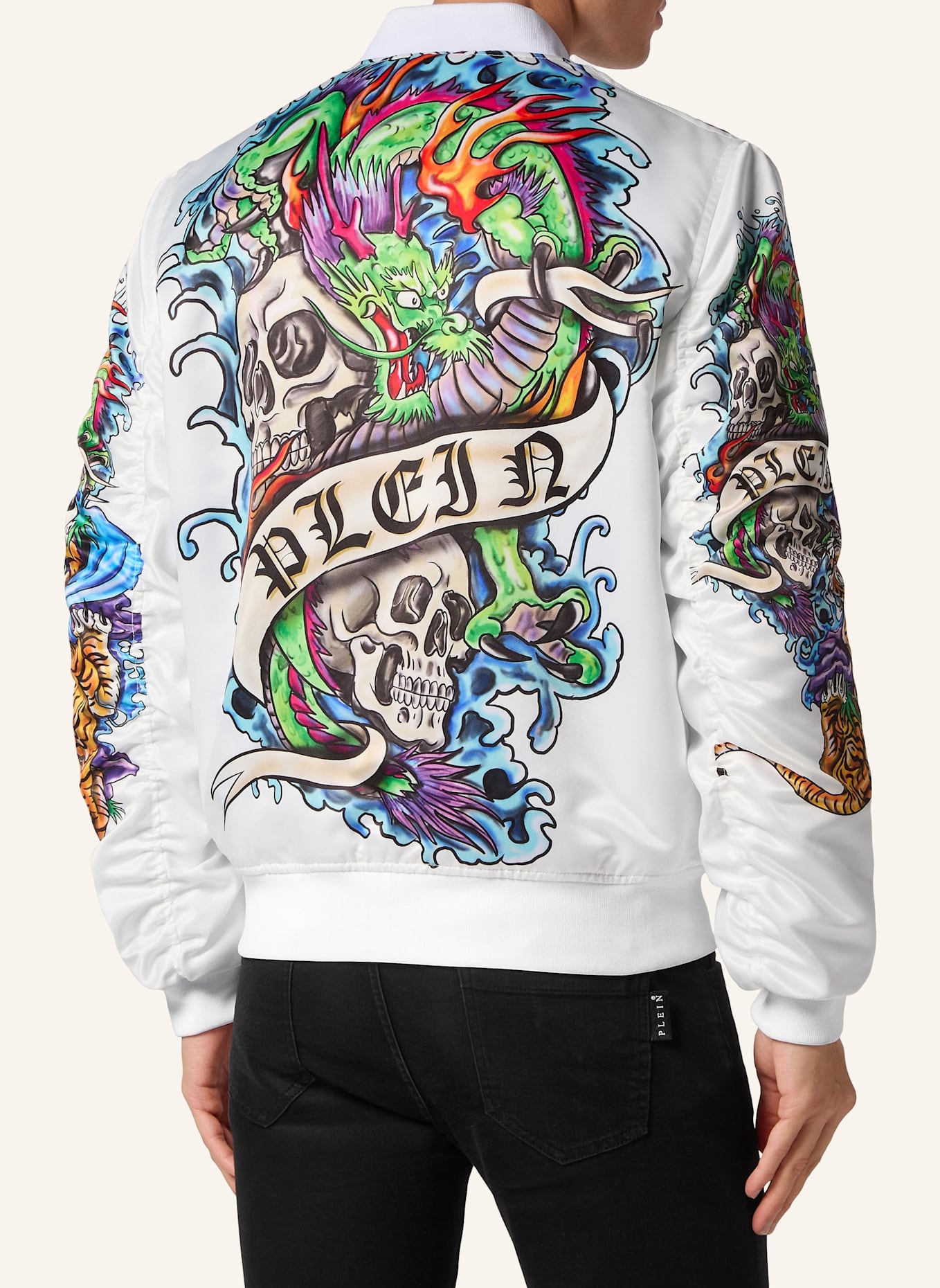 PHILIPP PLEIN Satin-Blouson TATTOO, Farbe: WEISS (Bild 2)