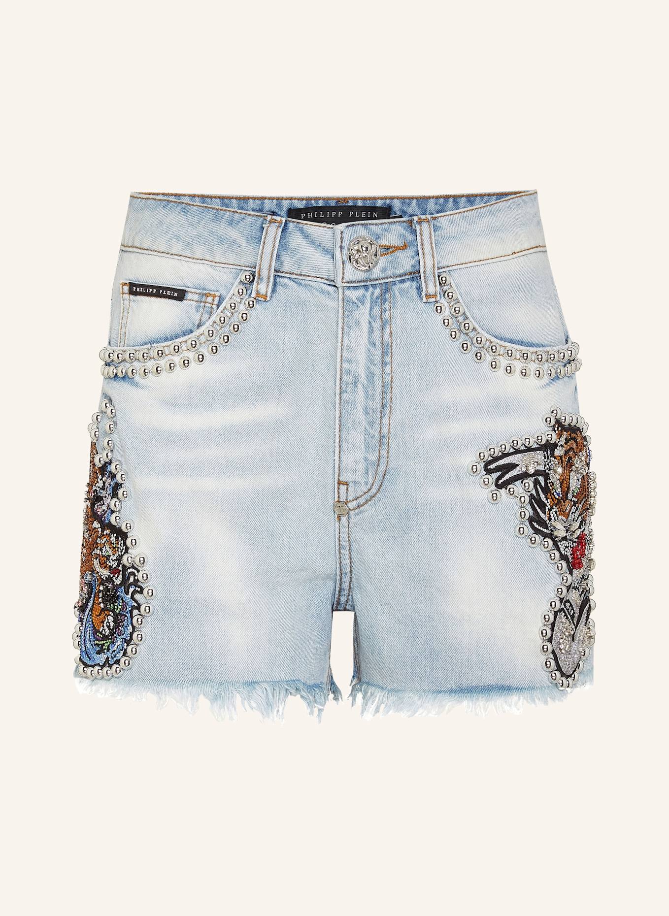 PHILIPP PLEIN Jeansshorts TATTOO, Farbe: HELLGRAU (Bild 1)