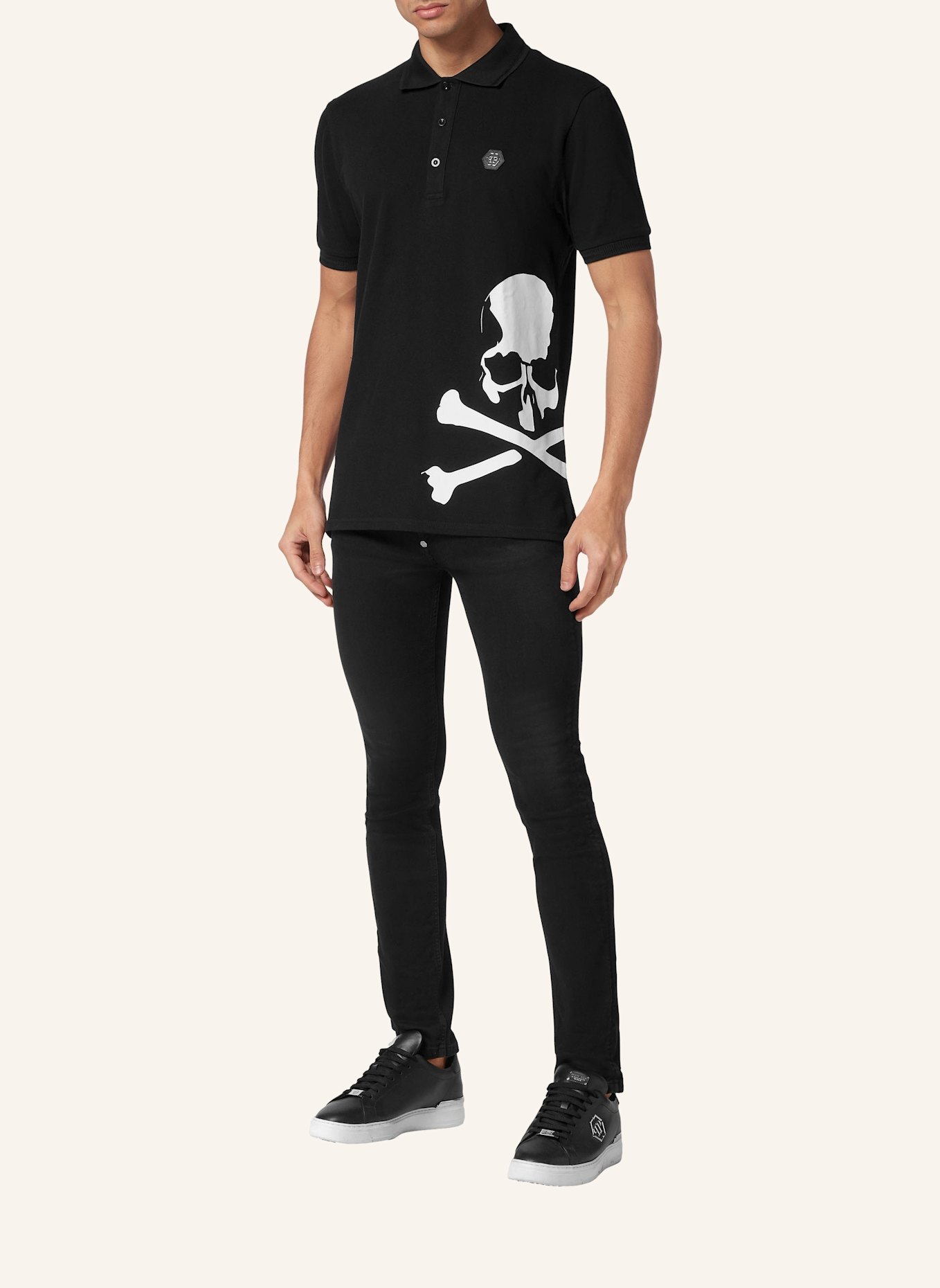 PHILIPP PLEIN Poloshirt SKULL&BONES, Farbe: SCHWARZ (Bild 4)