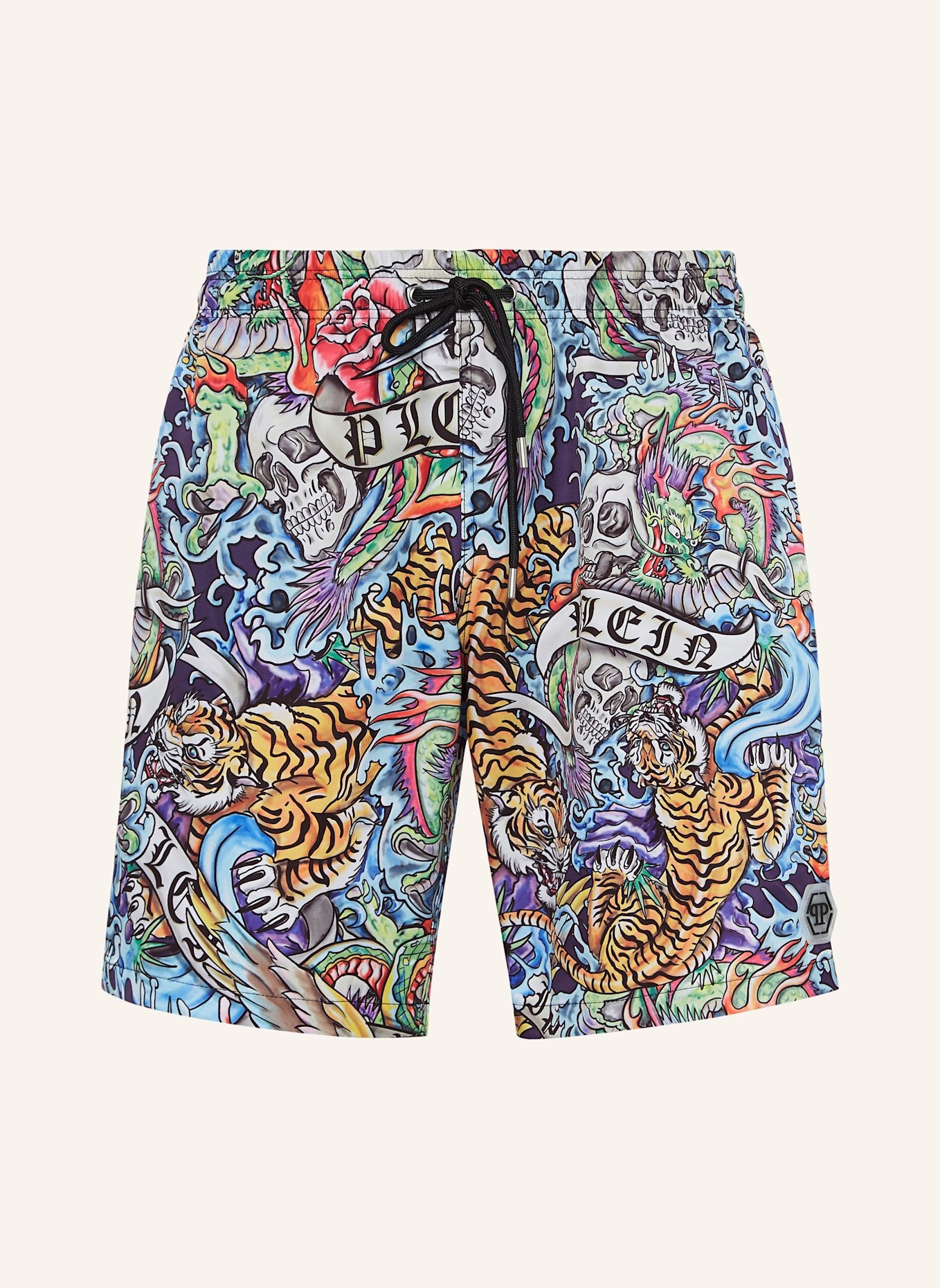 PHILIPP PLEIN Badeshorts TATTOO, Farbe: BLAU/ GELB/ FUCHSIA (Bild 1)