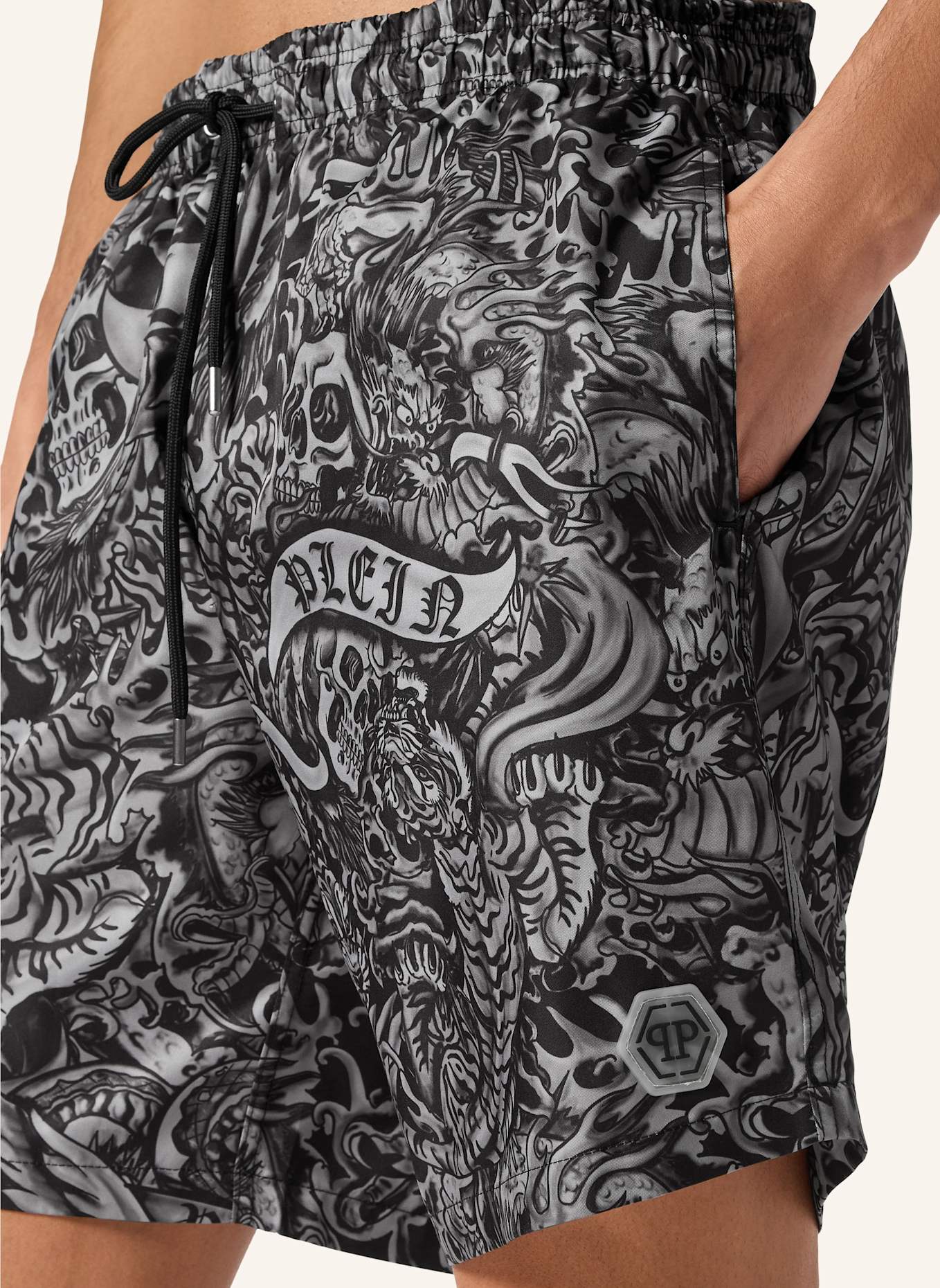 PHILIPP PLEIN Badeshorts TATTOO, Farbe: SCHWARZ (Bild 3)