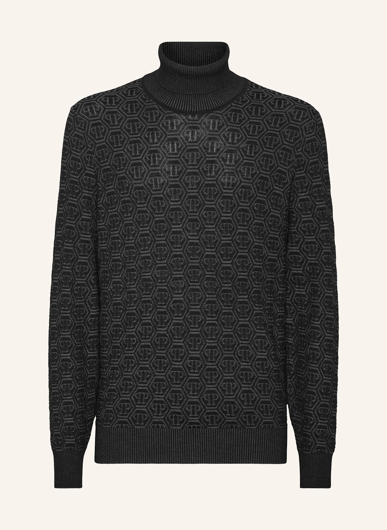 PHILIPP PLEIN Rollkragenpullover MONOGRAM, Farbe: SCHWARZ (Bild 1)