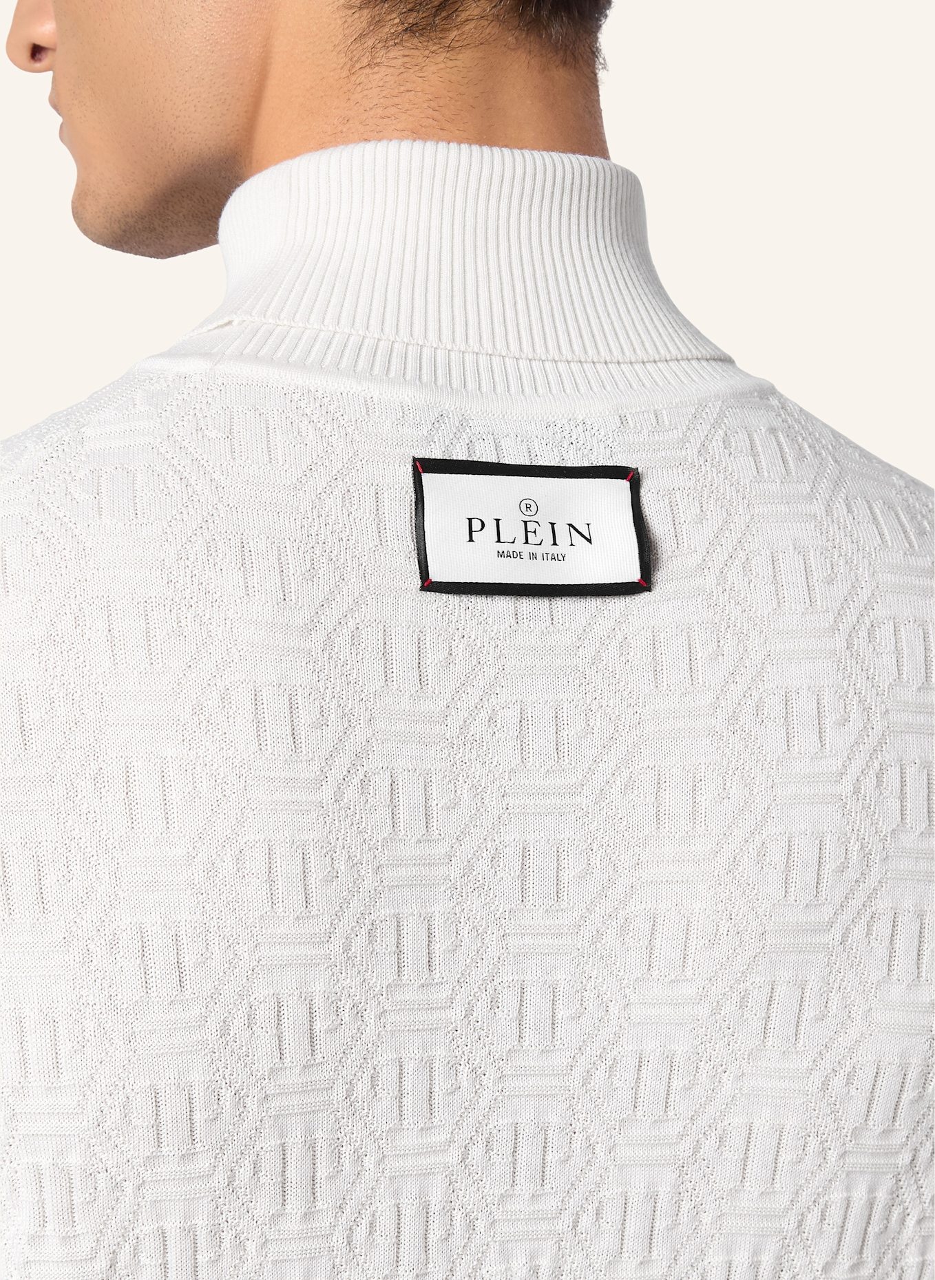 PHILIPP PLEIN Rollkragenpullover MONOGRAM, Farbe: WEISS (Bild 3)