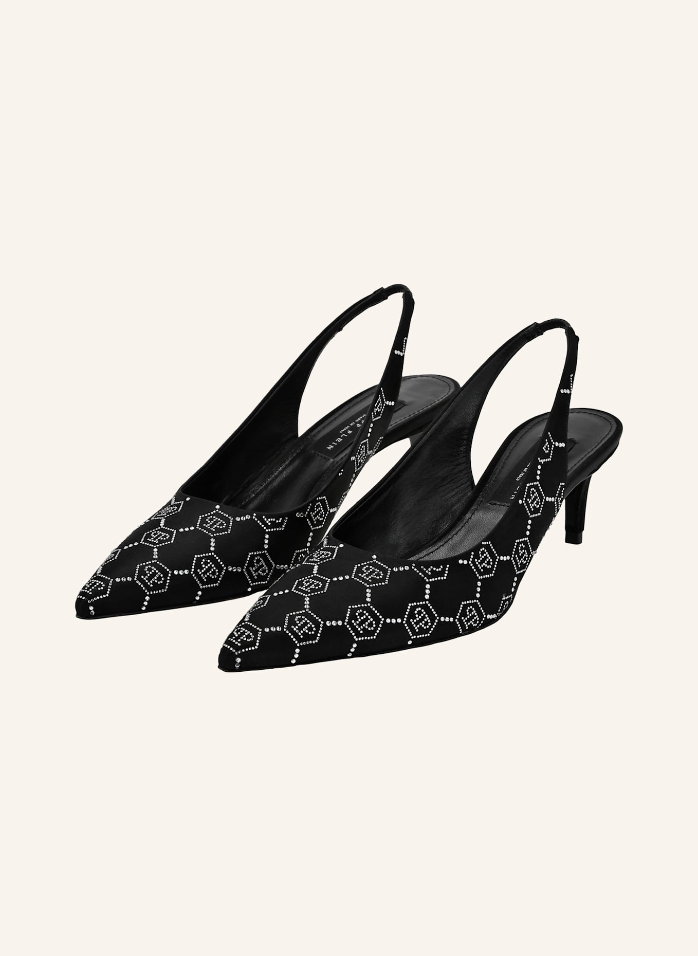 PHILIPP PLEIN Slingpumps mit Steinbesatz MONOGRAM, Farbe: SCHWARZ (Bild 1)